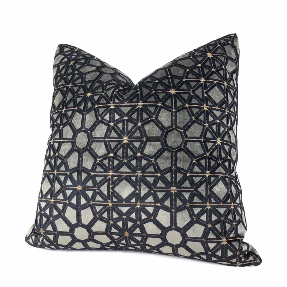 Premium Pollack Crosscut Plush Ash Gray & Black Belgium Velvet Pillow Cover - Soft Luxury Decorative Cushion for Sofa, Bed & Home Decor