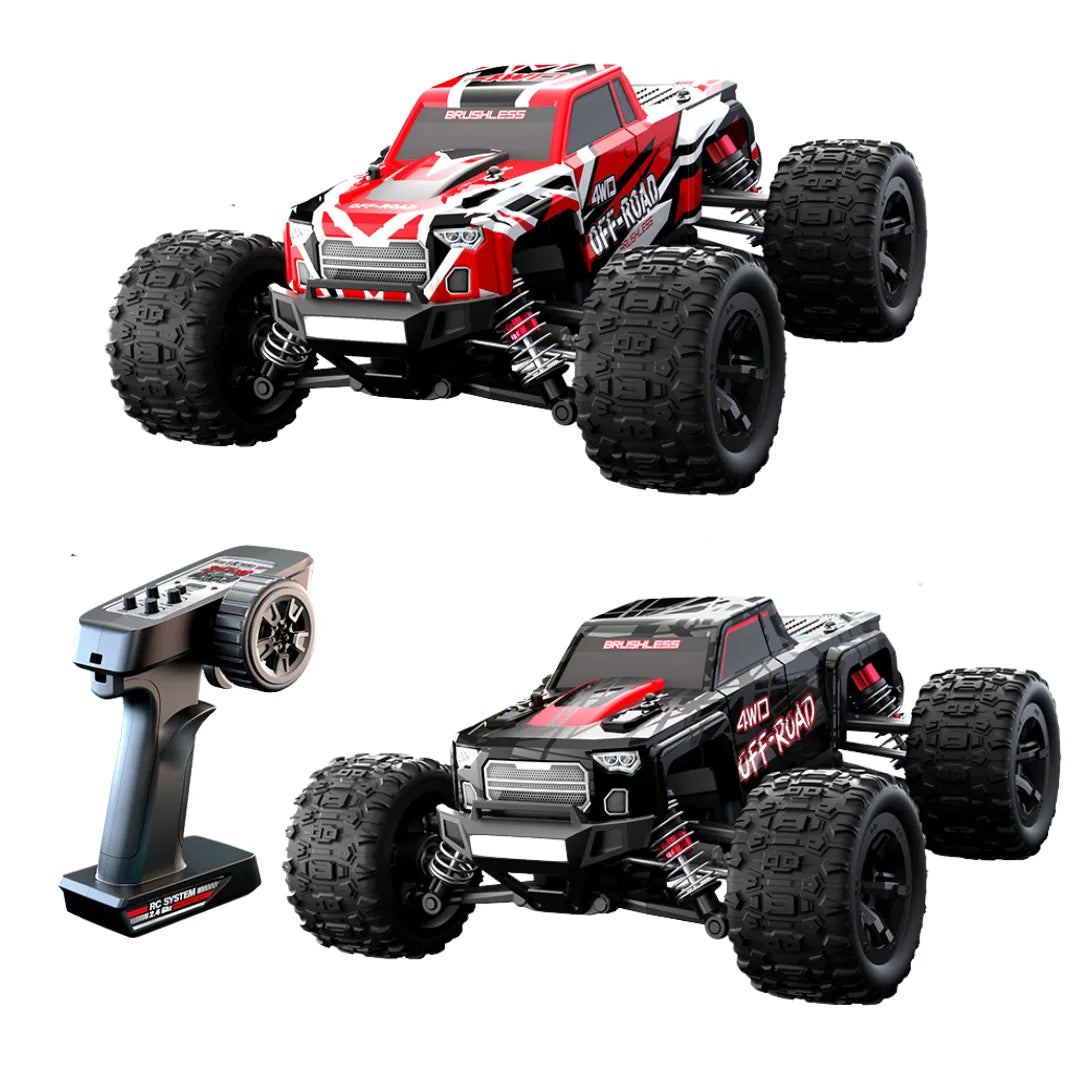 JJRC C8811 1/20 Scale RC Car - 4WD High Speed 40km/h Off Road Climbing Truck with Brushless Motor, LED Lights (Black/Red) - Ready to Run for Outdoor Racing & Backyard Adventure