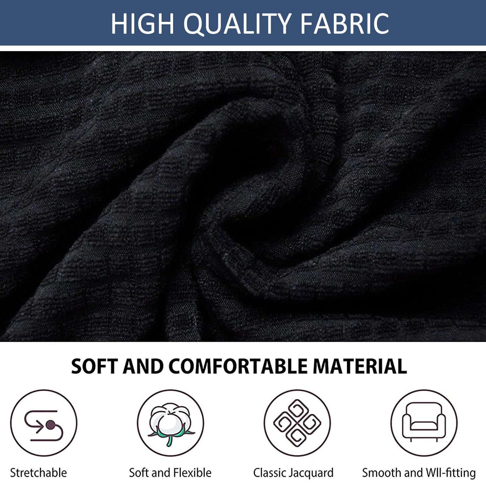 Stretch Wingback Chair Slipcover Set of 4 - Soft Plaid Dining Room & Bedroom Chair Protector Covers for Kids - Black | Perfect for Home Decor, Family Gatherings & Daily Use