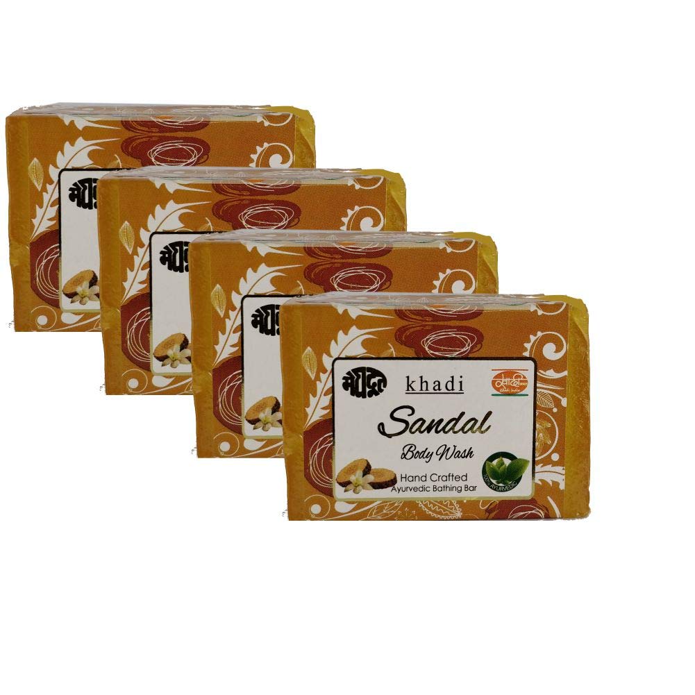 Meghdoot Sandal Body Wash Soap - 125g (Pack of 4) | Natural Ayurvedic Cleanser for Soft & Glowing Skin | Perfect for Daily Shower & Spa Relaxation