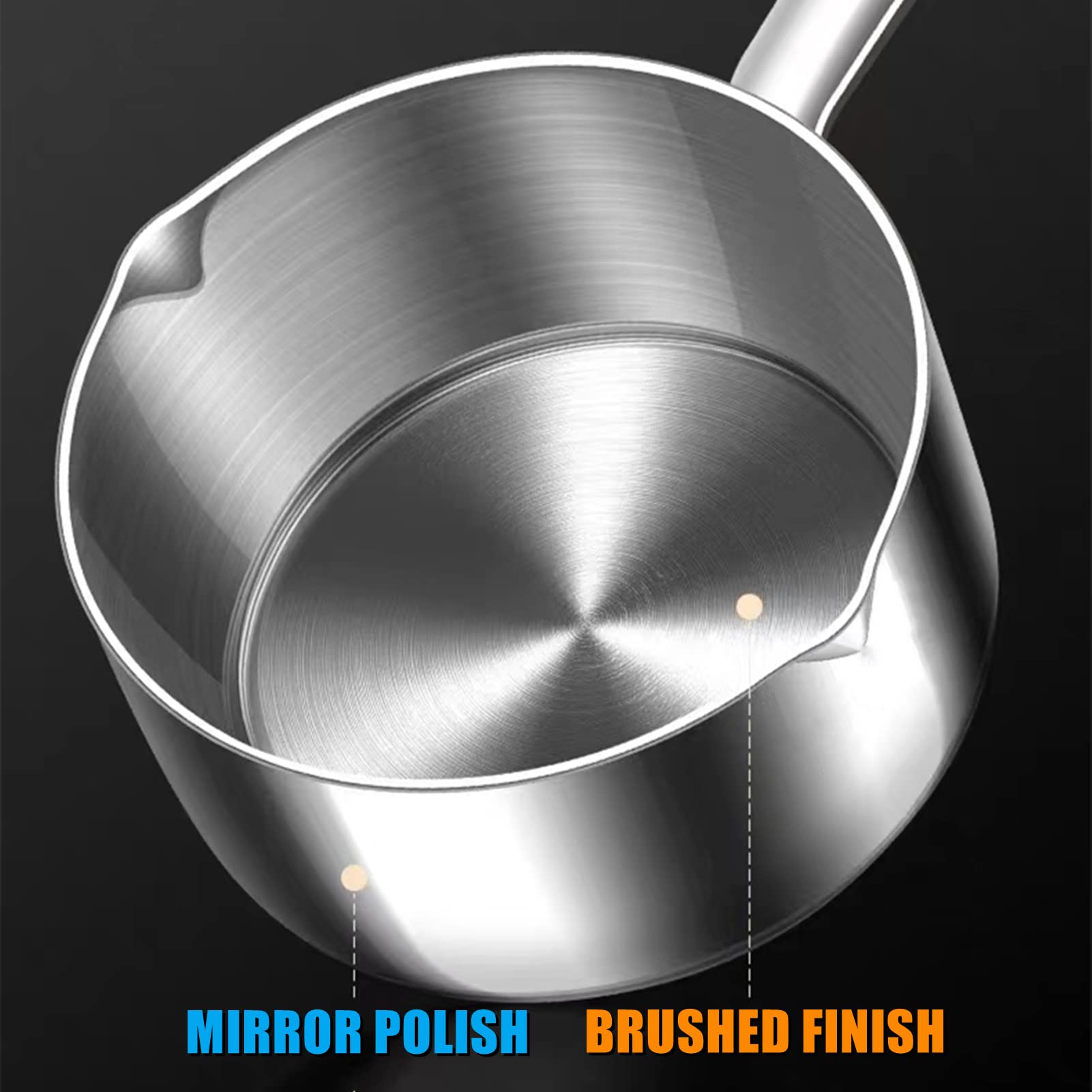 Stainless Steel Butter Warmer Pot - 14 Oz Small Sauce Pan for Melting Chocolate, Heating Milk & Coffee - Durable Kitchen Cooking Pot for Baking, Desserts & Hot Beverages