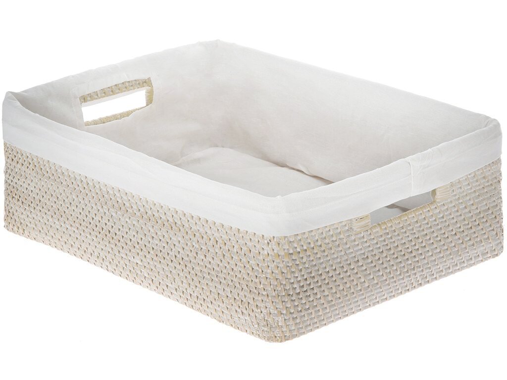 KOUBOO 1060086 Laguna Liner White-Wash Rattan Shelf Basket - Stylish Storage Organizer for Bathroom, Kitchen, or Living Room Decor