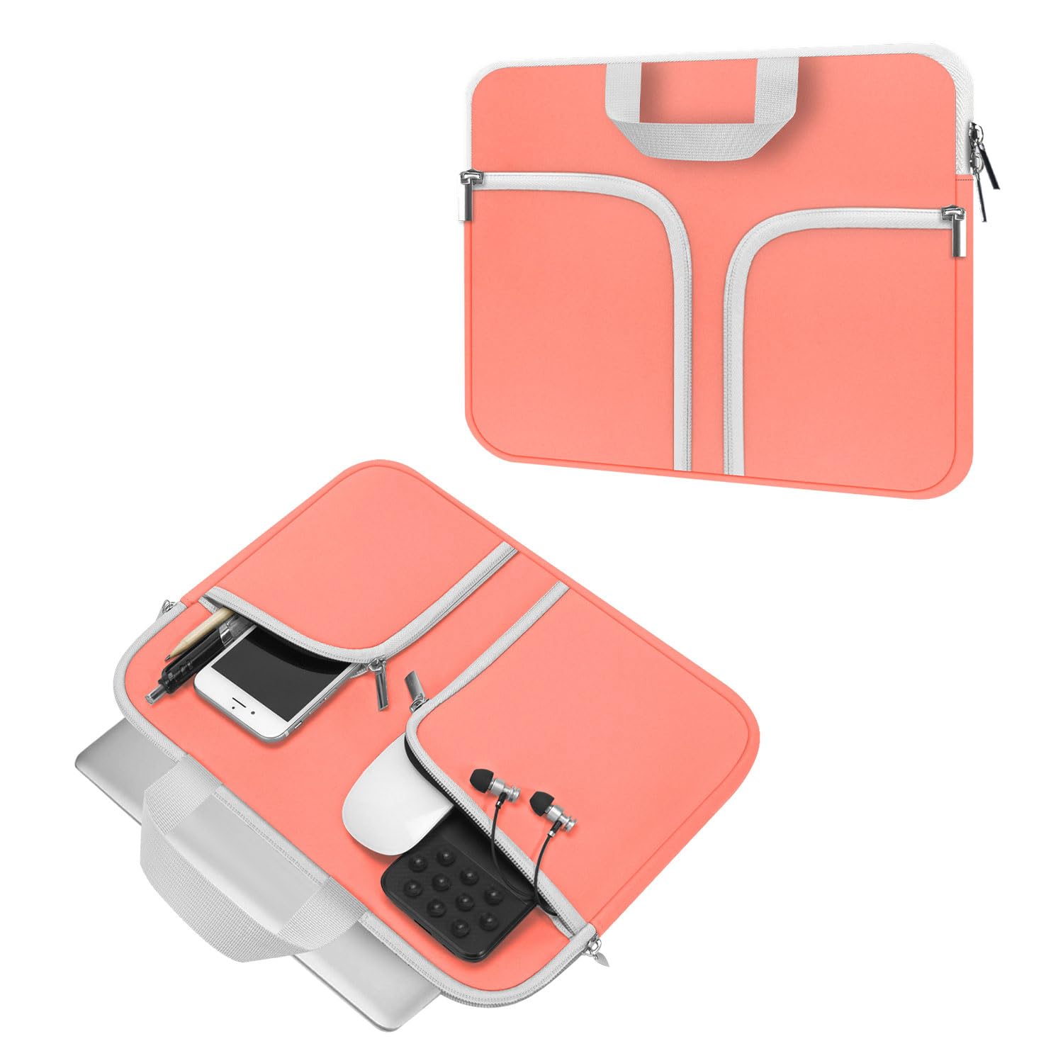HESTECH Neoprene Laptop Sleeve Case for 11.6-12.3 Inch Chromebooks - Protective Cover with Handle for Acer R11, HP Stream, Samsung, Surface Pro X/7/6/5, MacBook Air/Pro M2 M1 - Perfect for Travel, School & Office (Orange)