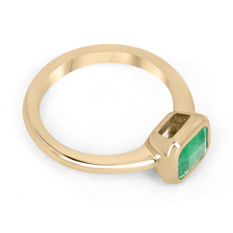 1.20ct 18K Gold Natural Emerald Cut Solitaire Bezel Engagement Ring for Women - Vintage Inspired Wedding Band, Anniversary Gift & Proposal Jewelry - Perfect for Romantic Occasions & Special Moments