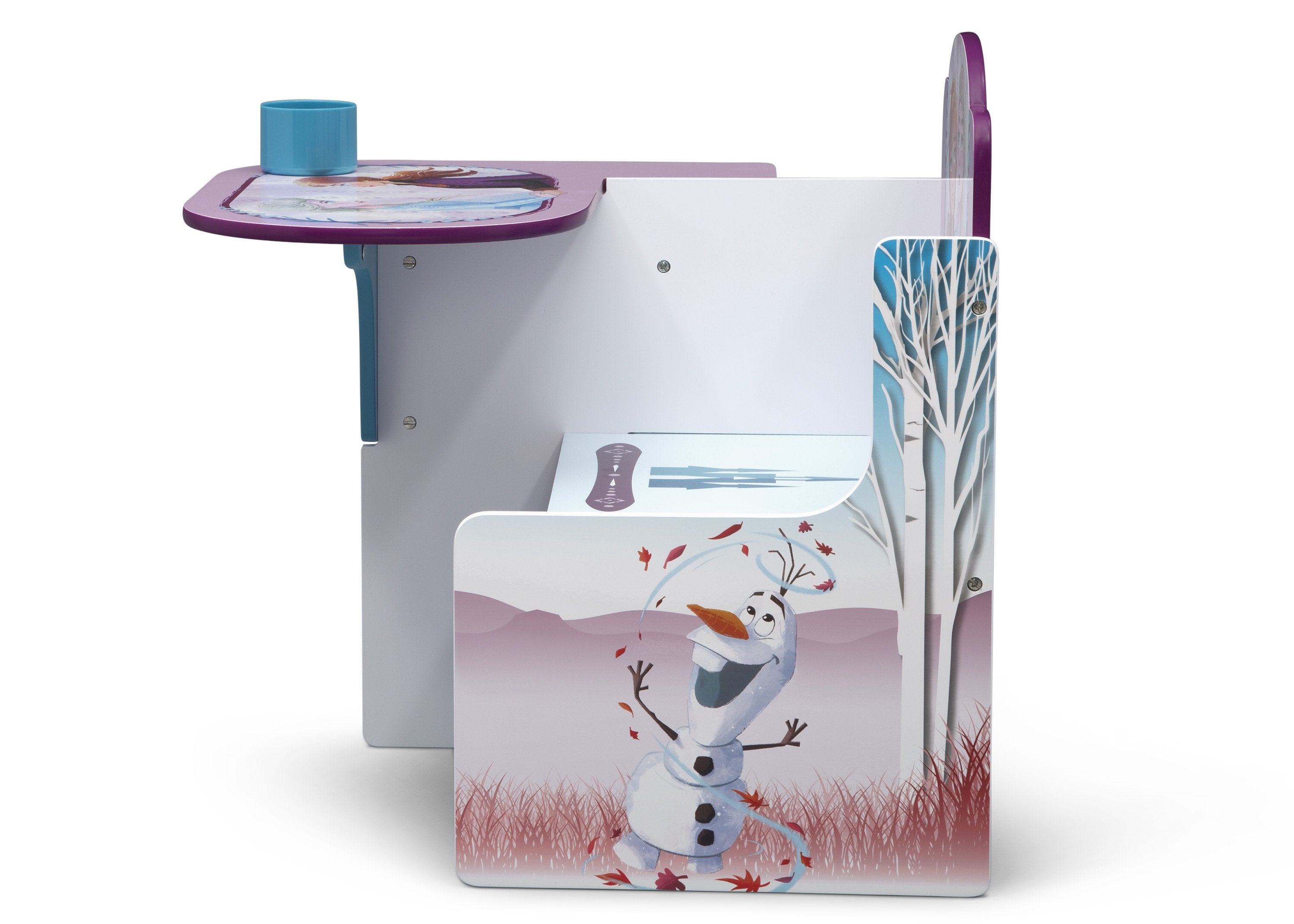 Frozen 2 Kids Chair with Storage Bin - Elsa & Anna Themed Study Desk for Girls - Perfect for Bedroom, Playroom & Homeschooling