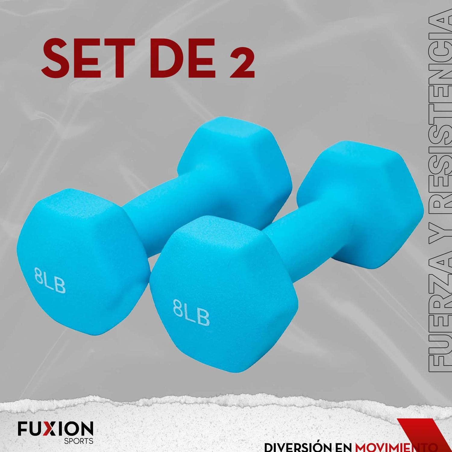 FUXION Neoprene Dumbbell Hand Weights - Set of 2 Hexagon Non-Slip Exercise Weights for Home Gym, Yoga, Pilates & Strength Training - Perfect for Toning, Cardio & Full Body Workouts