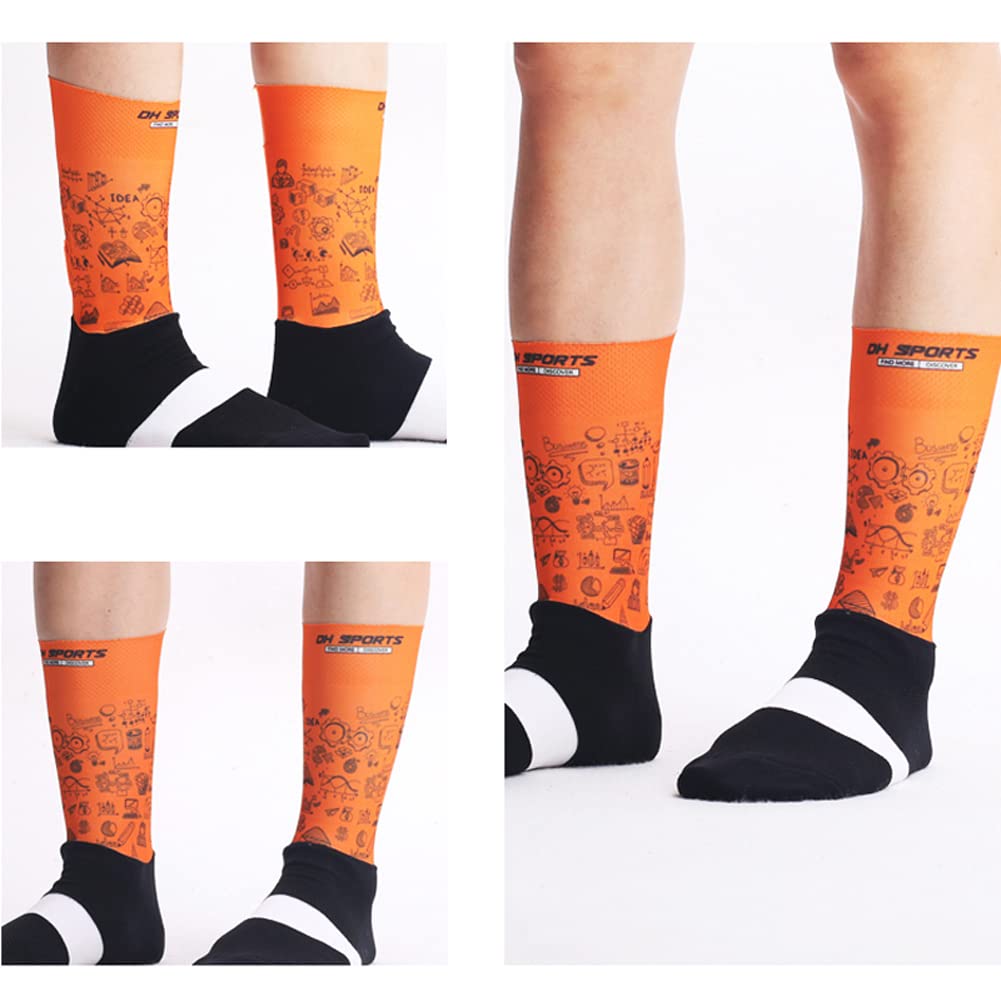 Cycling Socks for Men & Women - Breathable Bike Riding Socks for XC, MTB, BMX - Athletic Ankle Socks in White, Yellow, Blue, Green, Red - Perfect for Road Cycling, Mountain Biking & Indoor Training