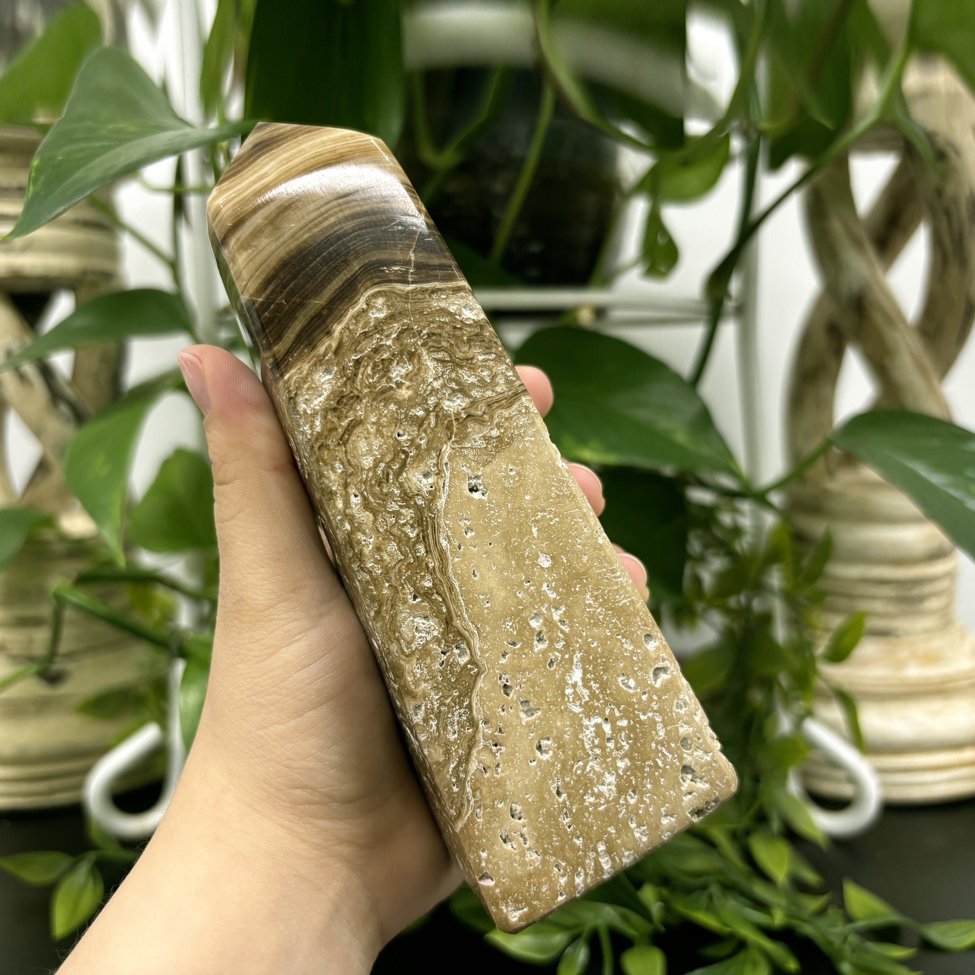 Natural Chocolate Calcite Crystal Obelisk Tower Point - Polished Brown Gemstone for Grounding, Healing & Meditation | Perfect for Home Décor, Office Desk & Spiritual Altar
