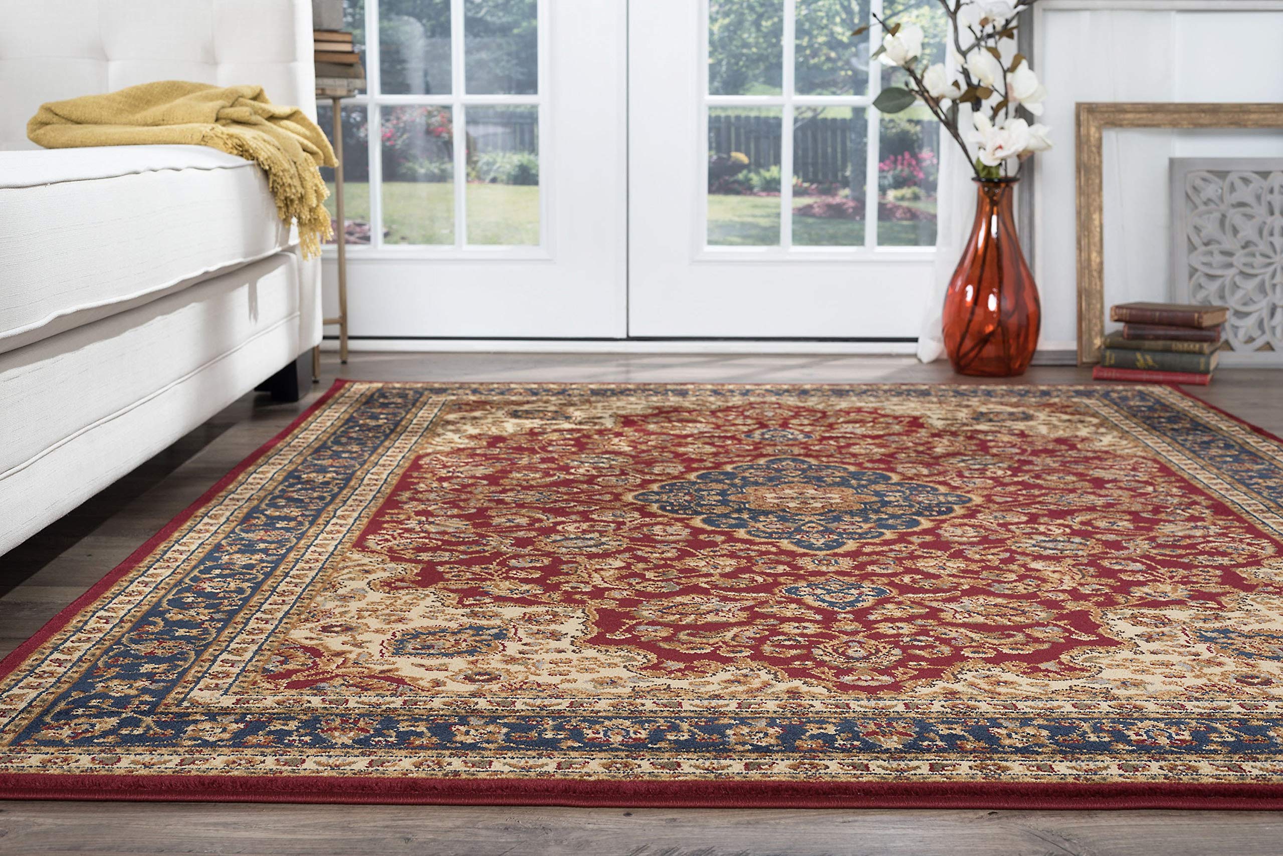 Kirsten Traditional Oriental Red Rectangle Area Rug 8' x 10' - Perfect for Living Room, Bedroom & Home Decor