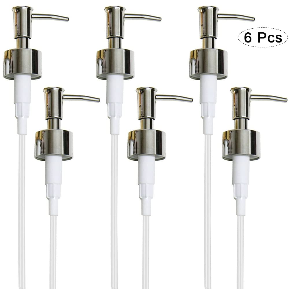 6-Piece Universal Soap Pump Dispenser Set - Replacement Foaming Soap Pump Heads for Bottles, Shampoo & Lotion Dispensers - Ideal for Home, Hotel & Salon Use