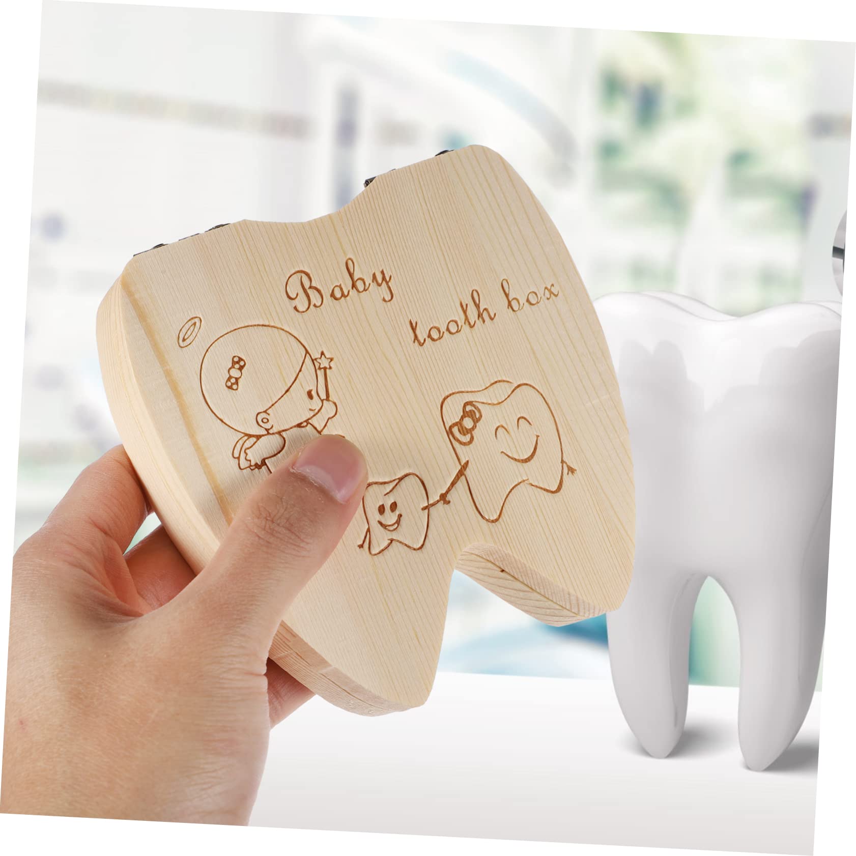 CIMAXIC Baby Teeth Storage Box - Wooden Keepsake Case for Deciduous Teeth & Umbilical Cord | Perfect for First Tooth, Memory Preservation & Nursery Decor (Natural Wood)