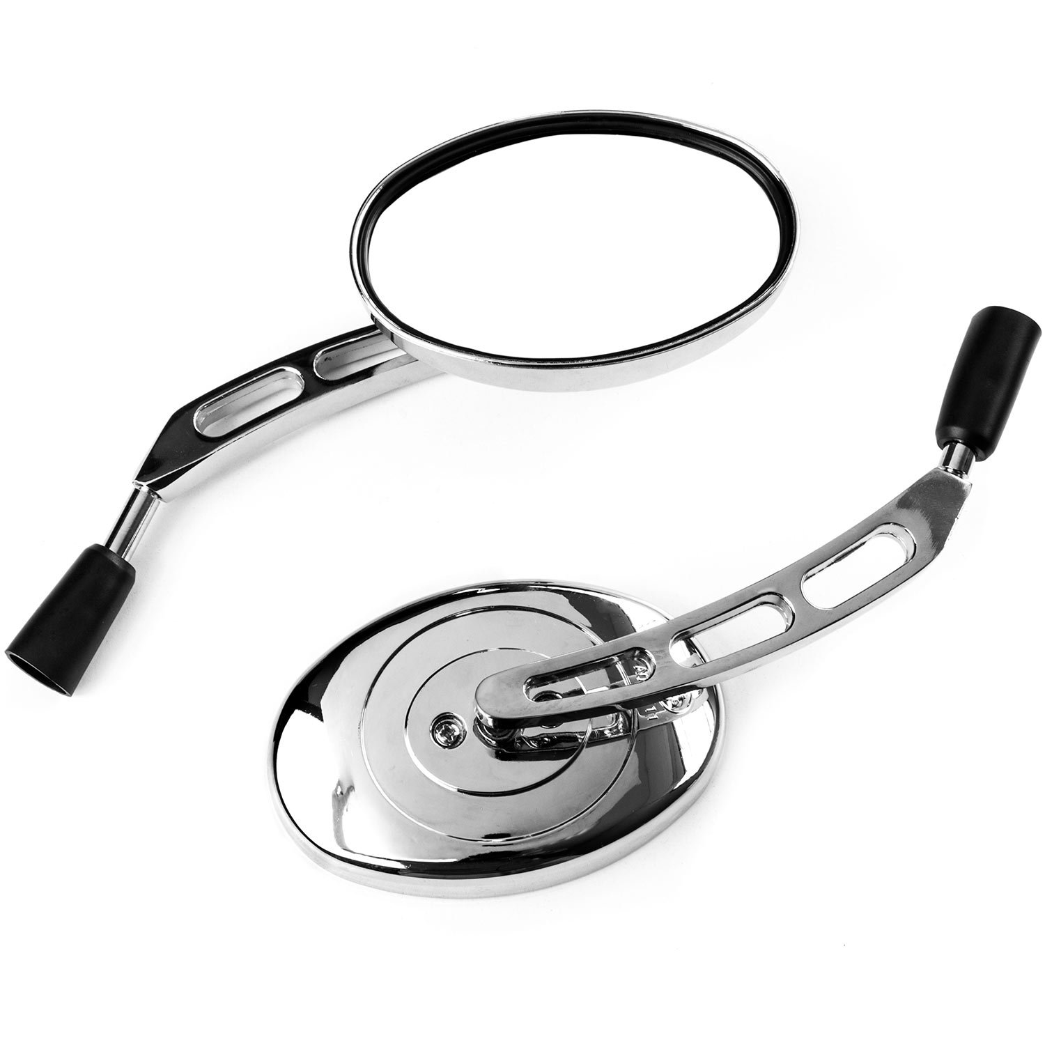Krator Universal Chrome Motorcycle Mirrors - Compatible with Yamaha Roadliner & Road Liner Midnight XV - Adjustable Rearview Mirrors for Cruiser Bikes - Perfect for Highway Riding & City Commuting