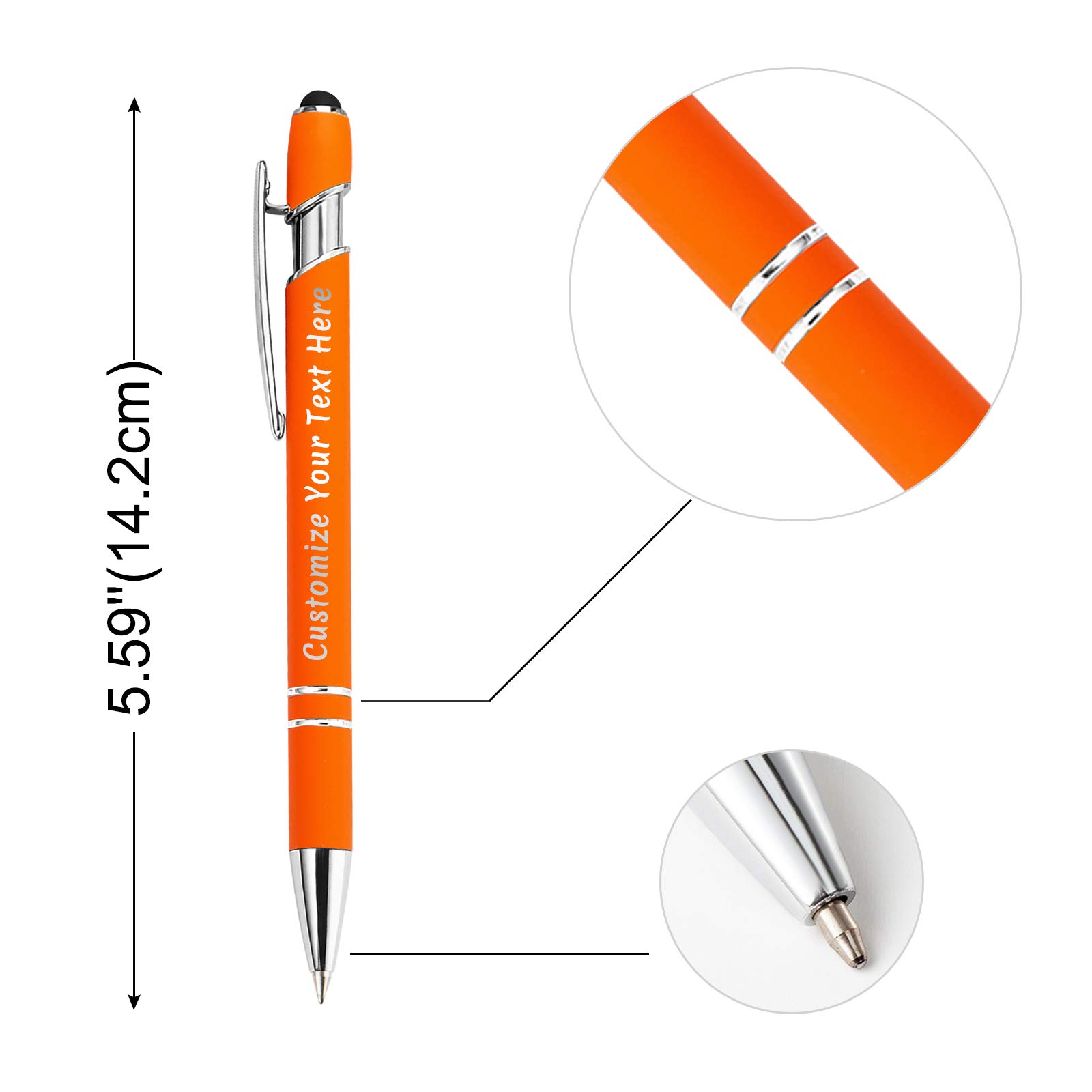 504 Pcs Custom Engraved Metal Pens with Stylus - Personalized Name/Logo Ballpoint Pens for Business & Office (Black Ink, Click Action) - Perfect for Corporate Gifts, Promotions & Employee Recognition
