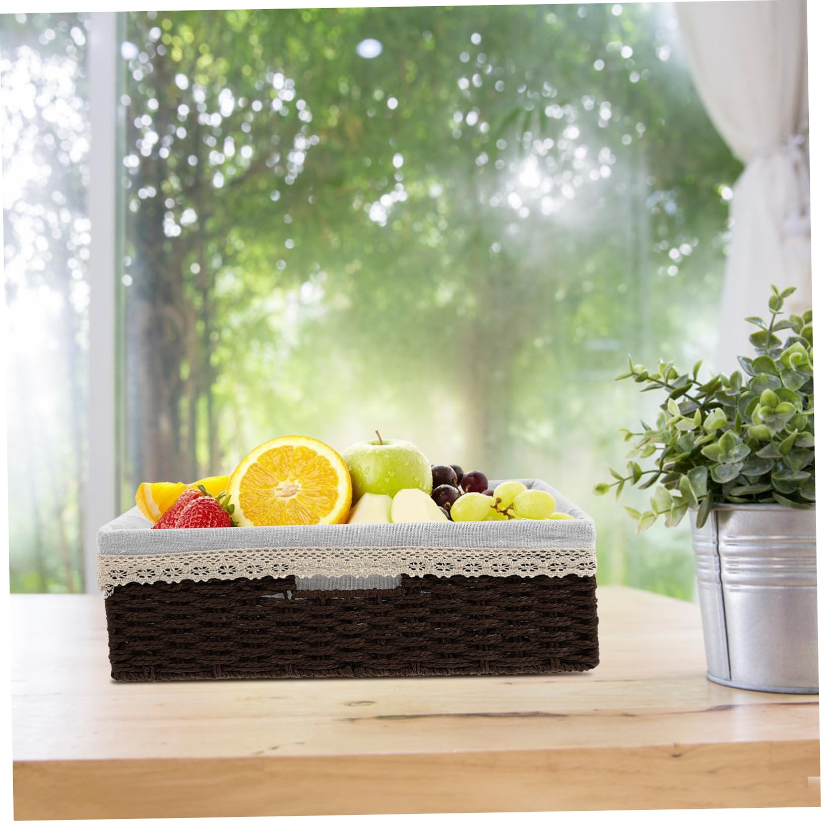 Elegant Woven Basket Liner for Desktop Storage - Organize Snacks, Fruits & Office Supplies - Perfect for Home, Office & Kitchen Organization