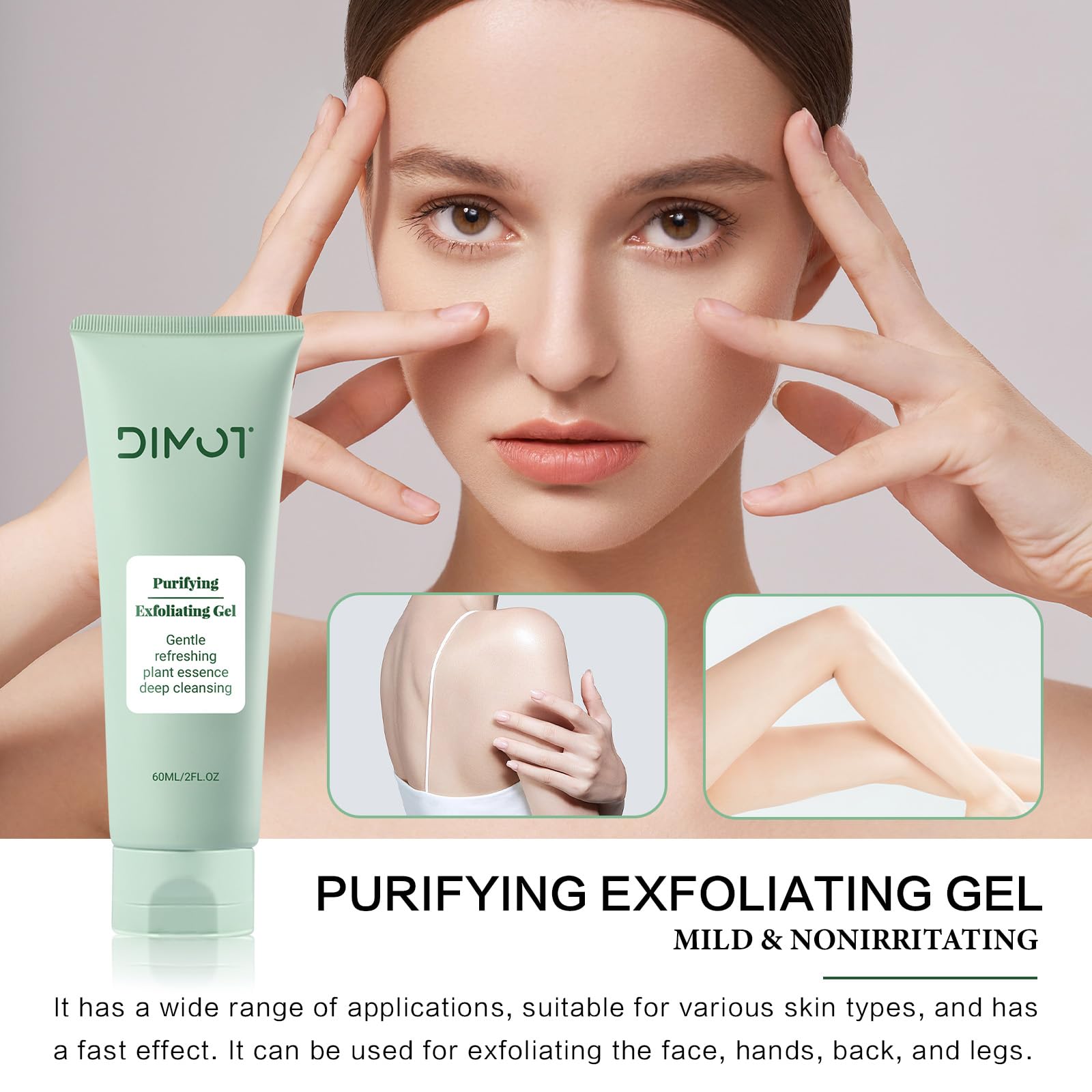 Purifying Exfoliating Gel for Face & Body - Gentle Deep Cleansing & Moisturizing Scrub - Exfoliating Face Wash & Body Scrub for Women (2PCS) - Perfect for Daily Skincare Routine & Spa Treatment at Home