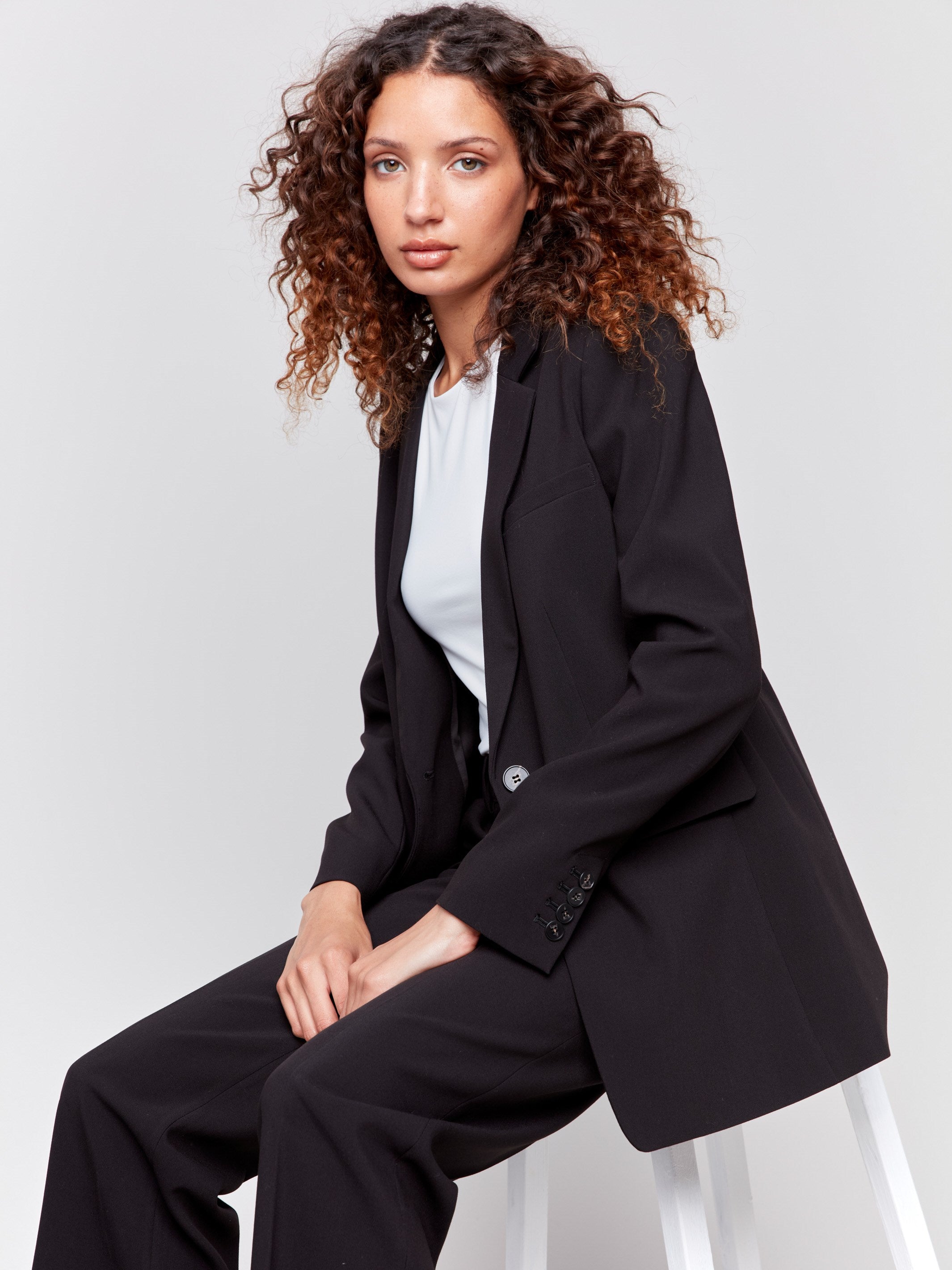 Stylish Black Blazer with Ruched Back Detail - Perfect for Office Wear, Business Meetings & Formal Events