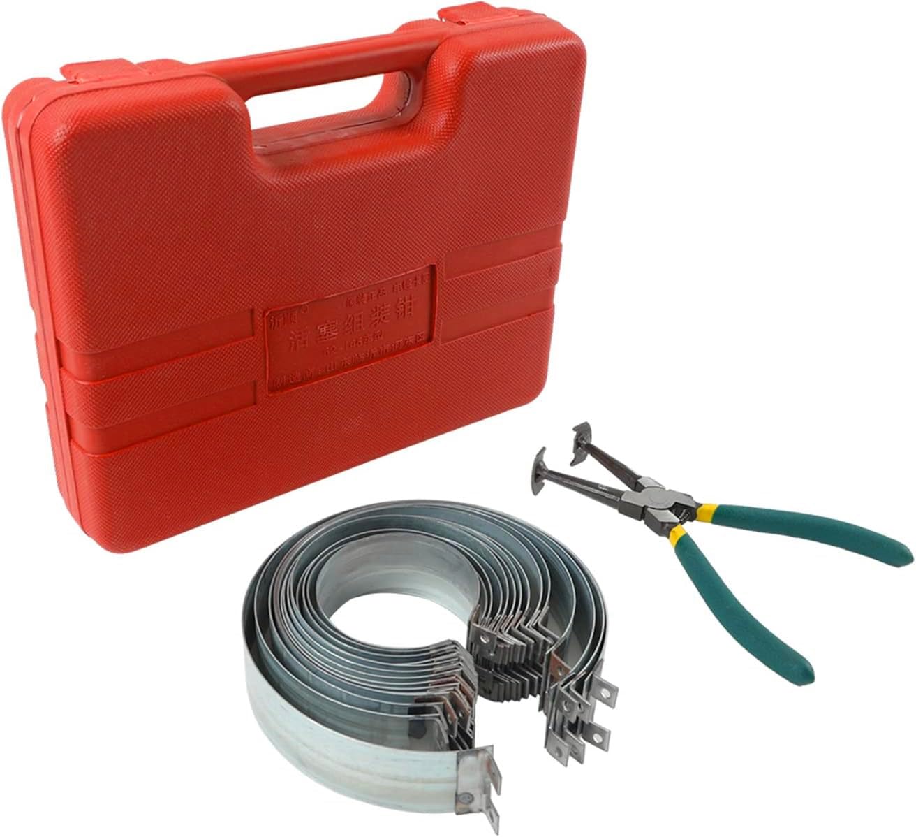 Automotive Engine Piston Ring Compressor Tool Kit with 1 Pliers & 14 Piston Rings - Professional Car & Truck Engine Repair Tool for DIY Mechanics & Auto Shops