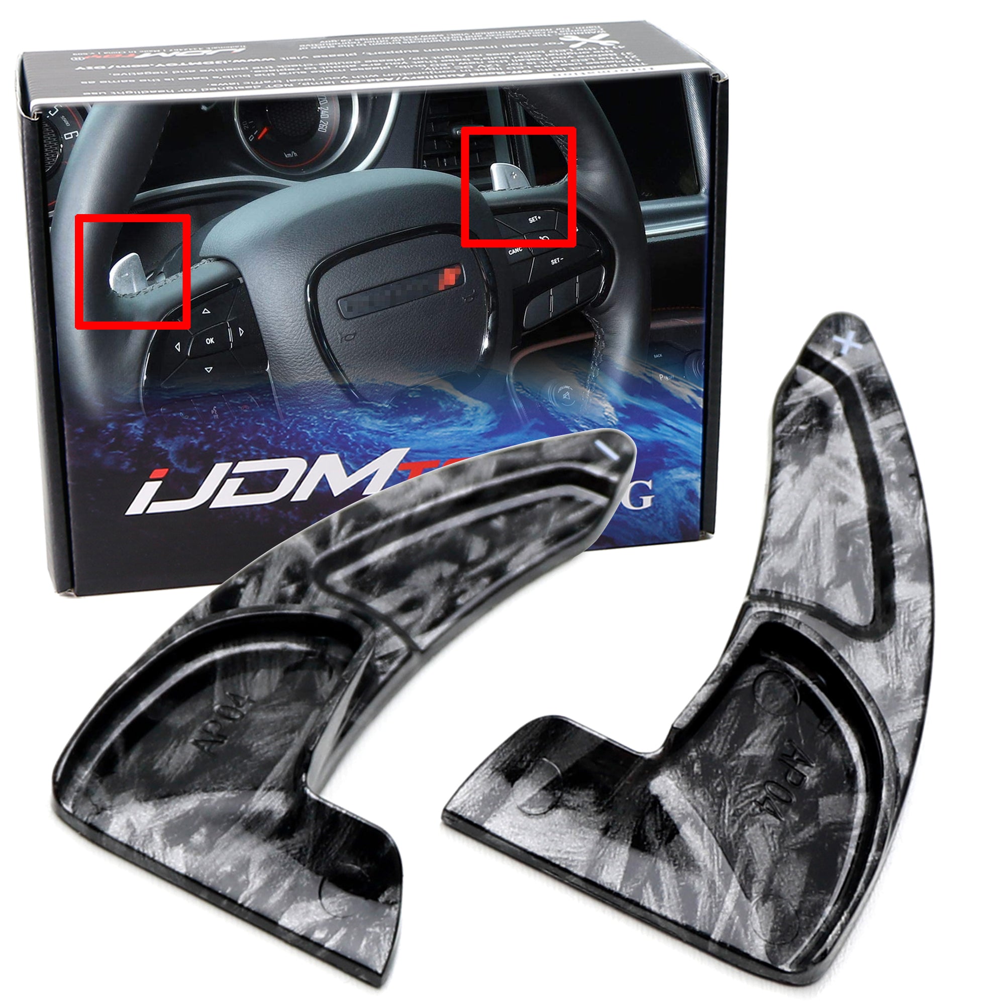 Forged Carbon Fiber Steering Wheel Paddle Shifters for Dodge Challenger & Charger - Performance Racing Upgrade for Track & Street Driving
