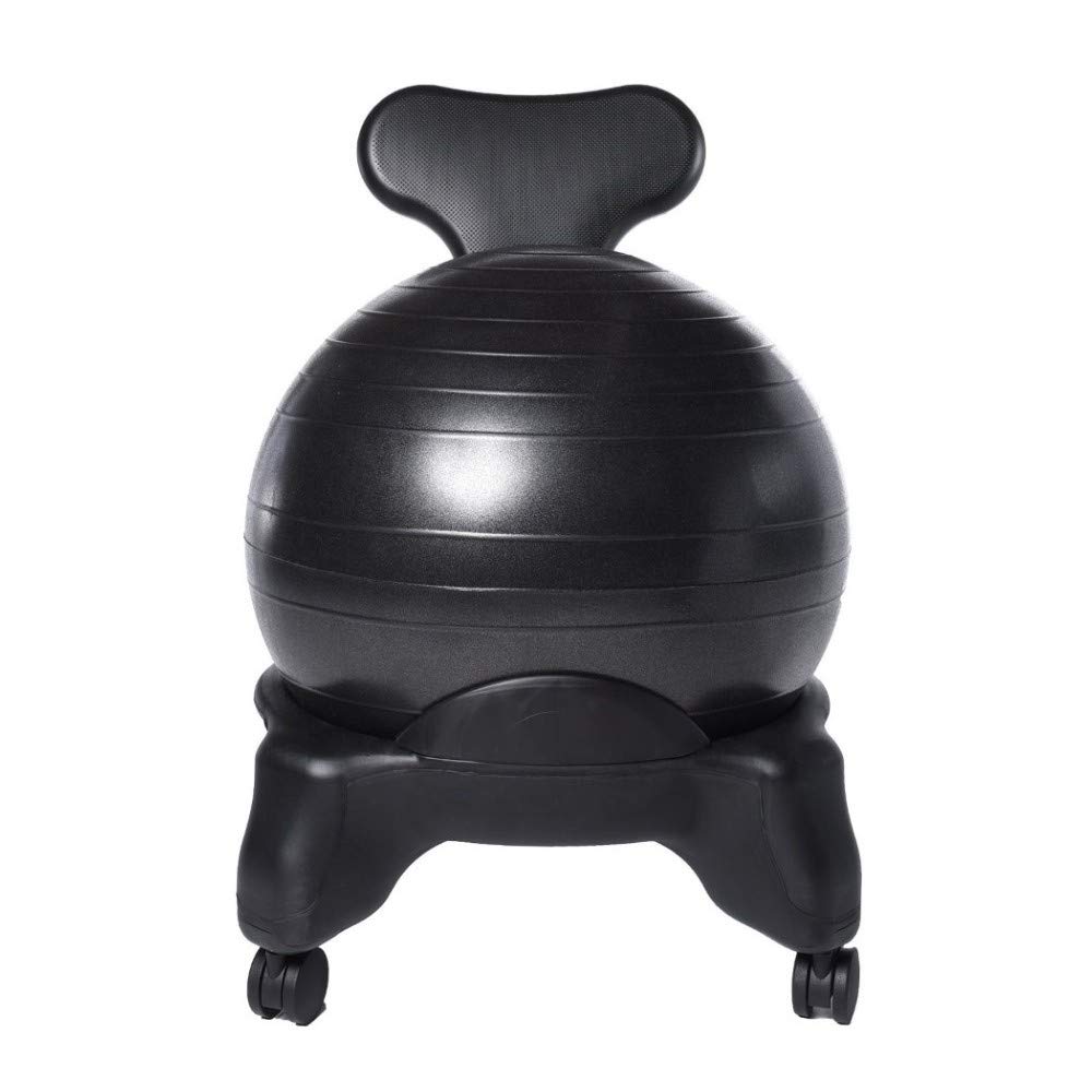 Adjustable Fitness Balance Ball Chair - 55cm Stability Yoga Ball Desk Chair with Air Pump for Office & Home Workout - Ergonomic Exercise Ball Seat for Posture Support & Core Strengthening (Black) - Perfect for Yoga, Pilates, and Active Sitting at Work