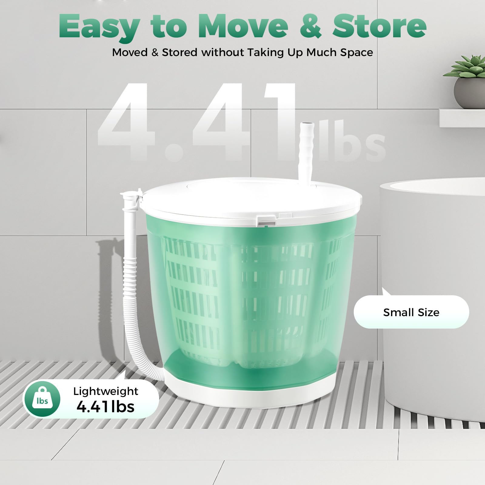 2 in 1 Manual Non-Electric Portable Washing Machine - Compact Spin Dryer for RV Travel, Camping & Small Apartments | Green Mini Washer for Clothes, Socks & Underwear