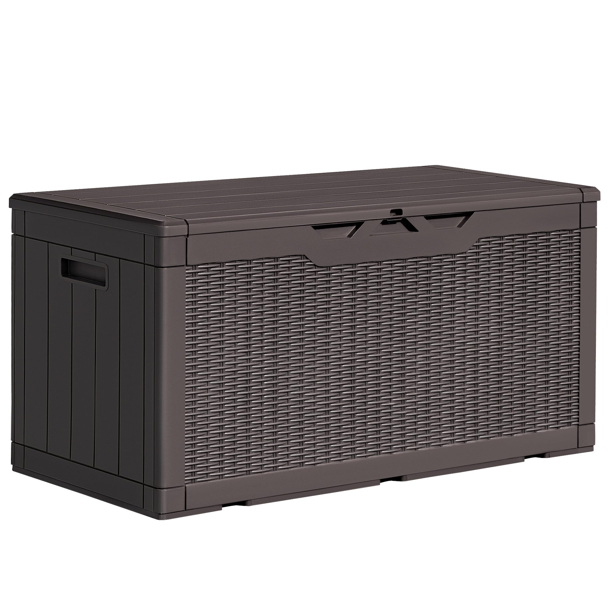 Greesum 100 Gallon Resin Outdoor Storage Box - Waterproof Deck Box for Garden Tools, Patio Furniture Cushions, Pool Toys & Backyard Supplies (Dark Brown) | Perfect for Organizing Outdoor Spaces, Poolside Storage & Seasonal Decor