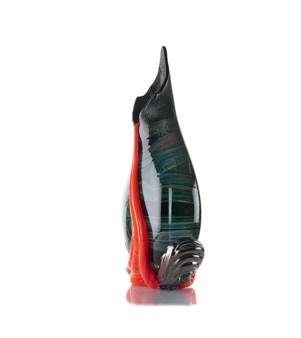 Daniel Moe Black Lava Trail 1 Glass Vessel - Modern Home Decor, Unique Centerpiece for Dining Table, Living Room, or Office