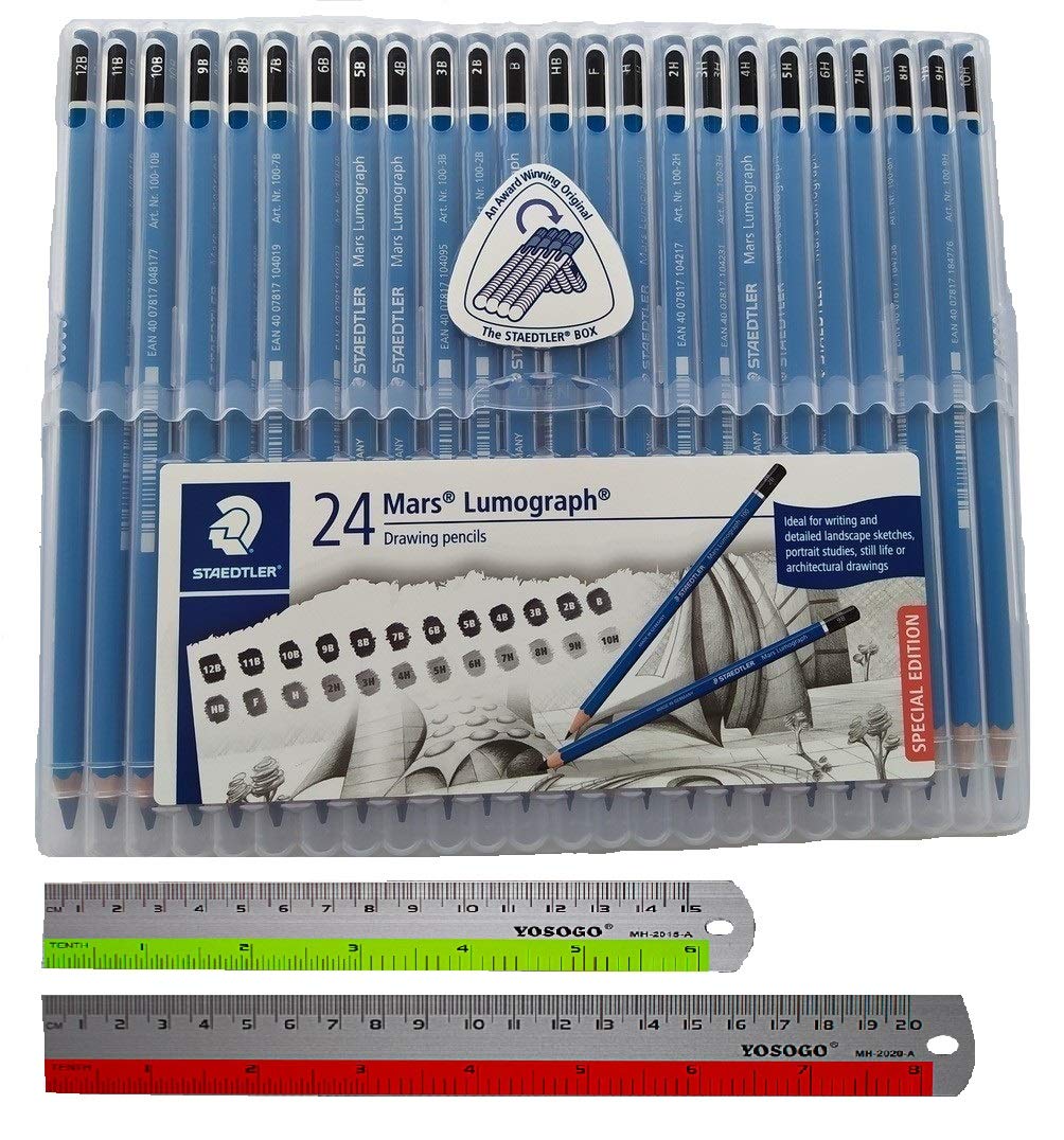 Staedtler Mars Lumograph Wooden Pencils - 24-Pack with 6