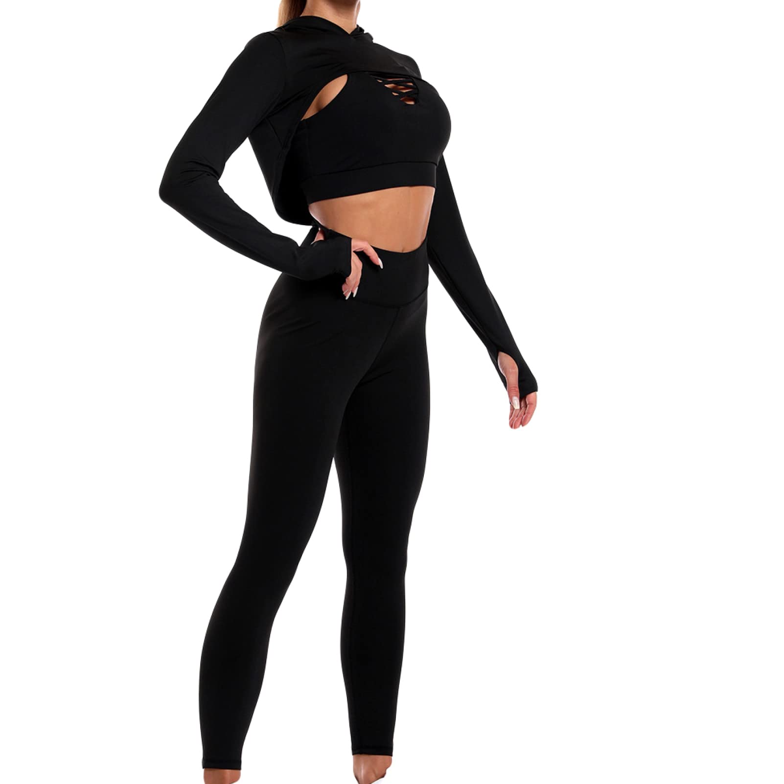 2/3 Pcs Seamless Women's Yoga Set - Workout Sportswear Gym Clothing with Long Sleeve Top & High Waist Leggings - Solid Color Fitness Suit for Yoga, Pilates, Running & Gym Training