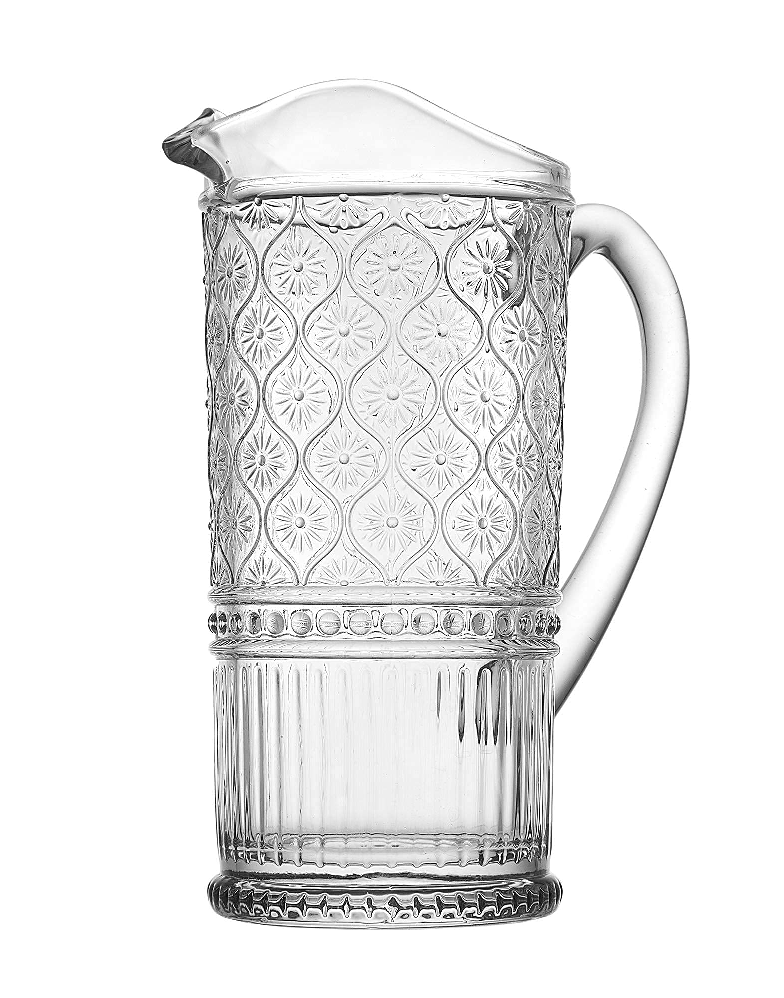 Godinger 33oz Glass Pitcher with Handle - Elegant Claro Collection Water Jug for Iced Tea, Lemonade & Party Beverages - BPA Free Pitcher for Home & Restaurant Use