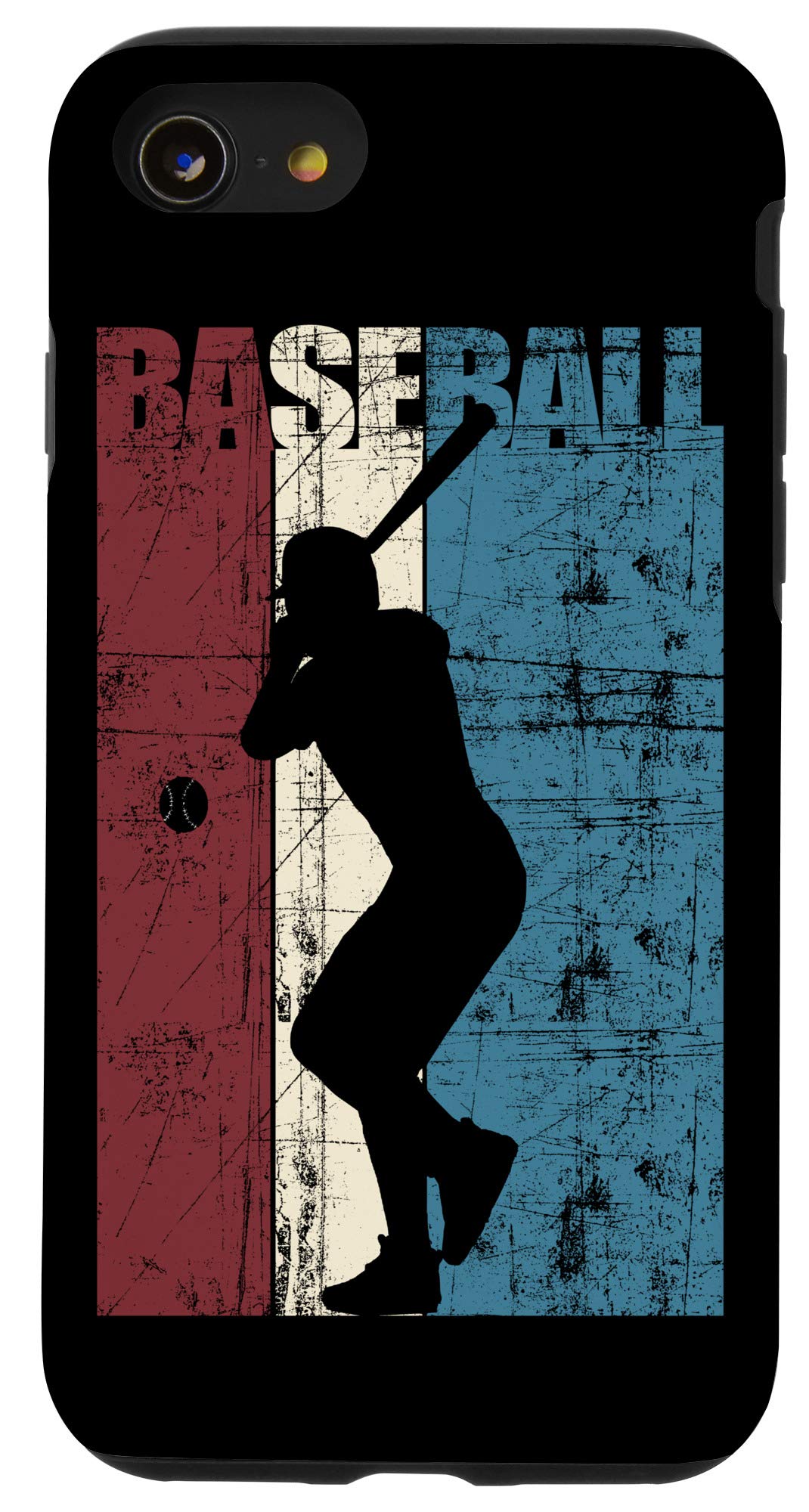 Vintage Distressed Baseball Player iPhone SE (2020)/7/8 Case - Retro Sports Design Protective Cover for Baseball Fans & iPhone Users - Perfect for Games, Daily Use & Gift Giving