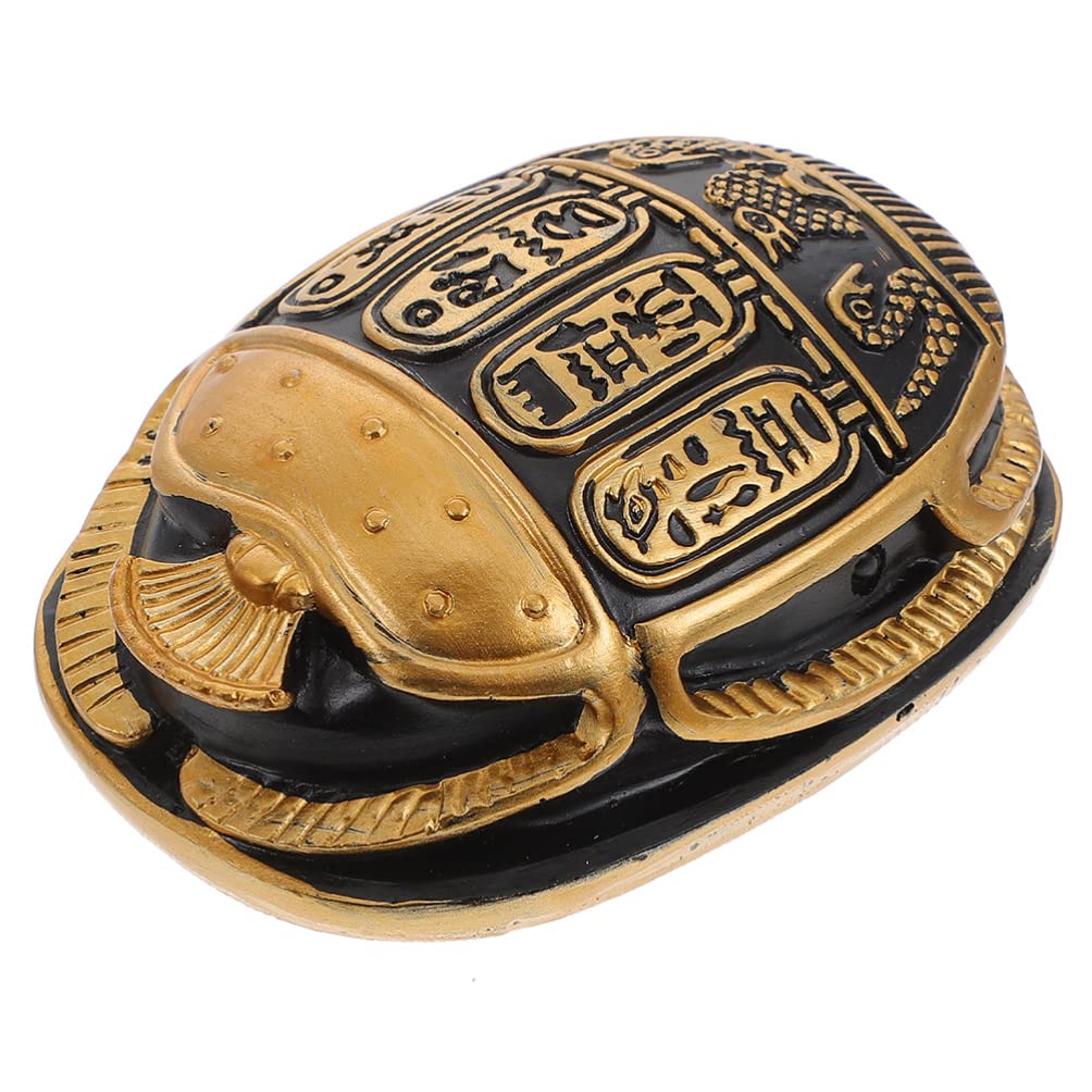 BESPORTBLE Egyptian Scarab Beetle Figurine - Handcrafted Resin Sculpture, Golden Collectible Art Piece for Home & Office Decor | Perfect for Ancient Egypt Theme Decorations, Gift for History Lovers