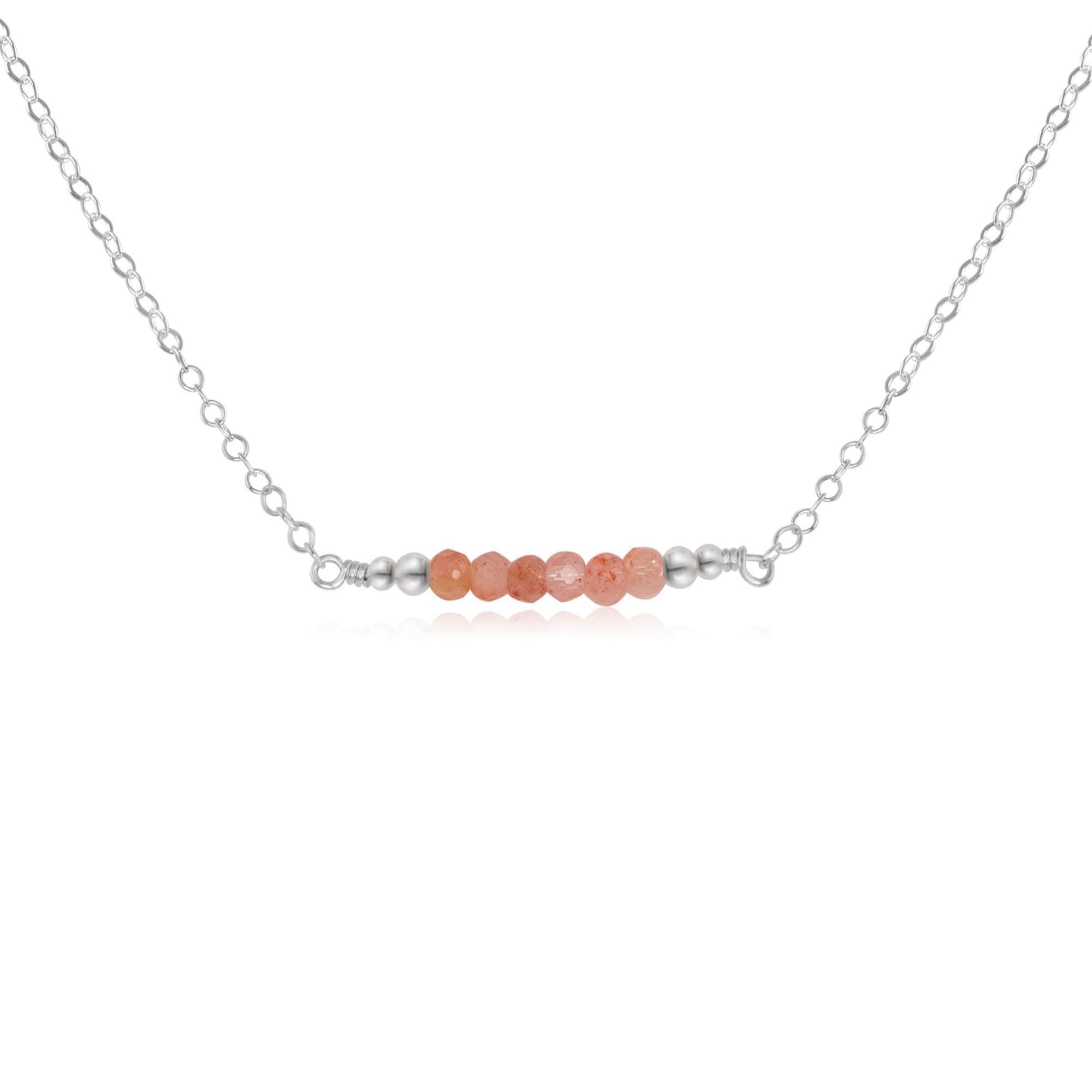 Sparkling Orange Sunstone Faceted Bead Bar Necklace - Handmade Gemstone Jewelry for Women, Elegant Boho Necklace for Everyday Wear & Special Occasions