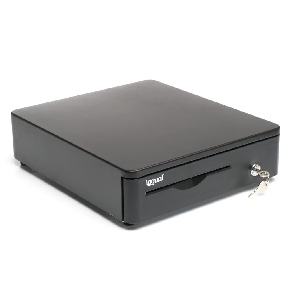 Iggual IRON-10R Cash Drawer - Manual/Automatic Opening Cash Register Tray with 4+5 Compartments for Bills & Coins | Perfect for Retail Stores, Restaurants & Small Businesses