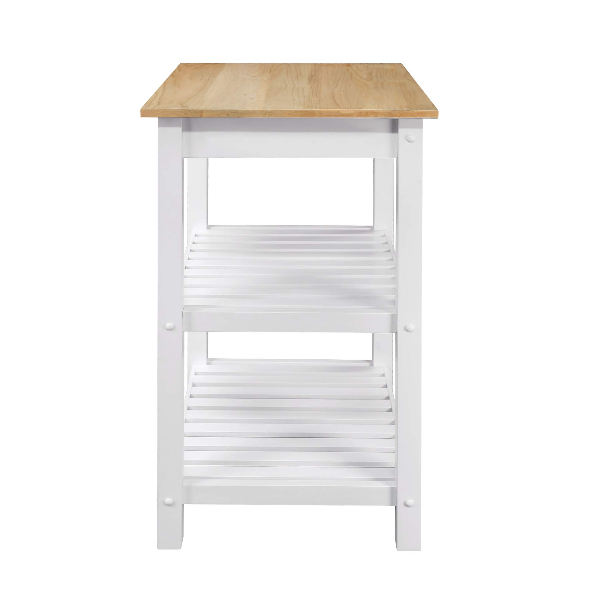 Casual Home Sunrise Small Kitchen Island with Solid Harvest Hardwood Top - 22.75 Inch Wide in Natural & White - Perfect for Small Kitchens, Breakfast Nooks, and Extra Counter Space