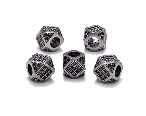 5 Pcs Black on Gunmetal Cube Bead (7x7mm)
