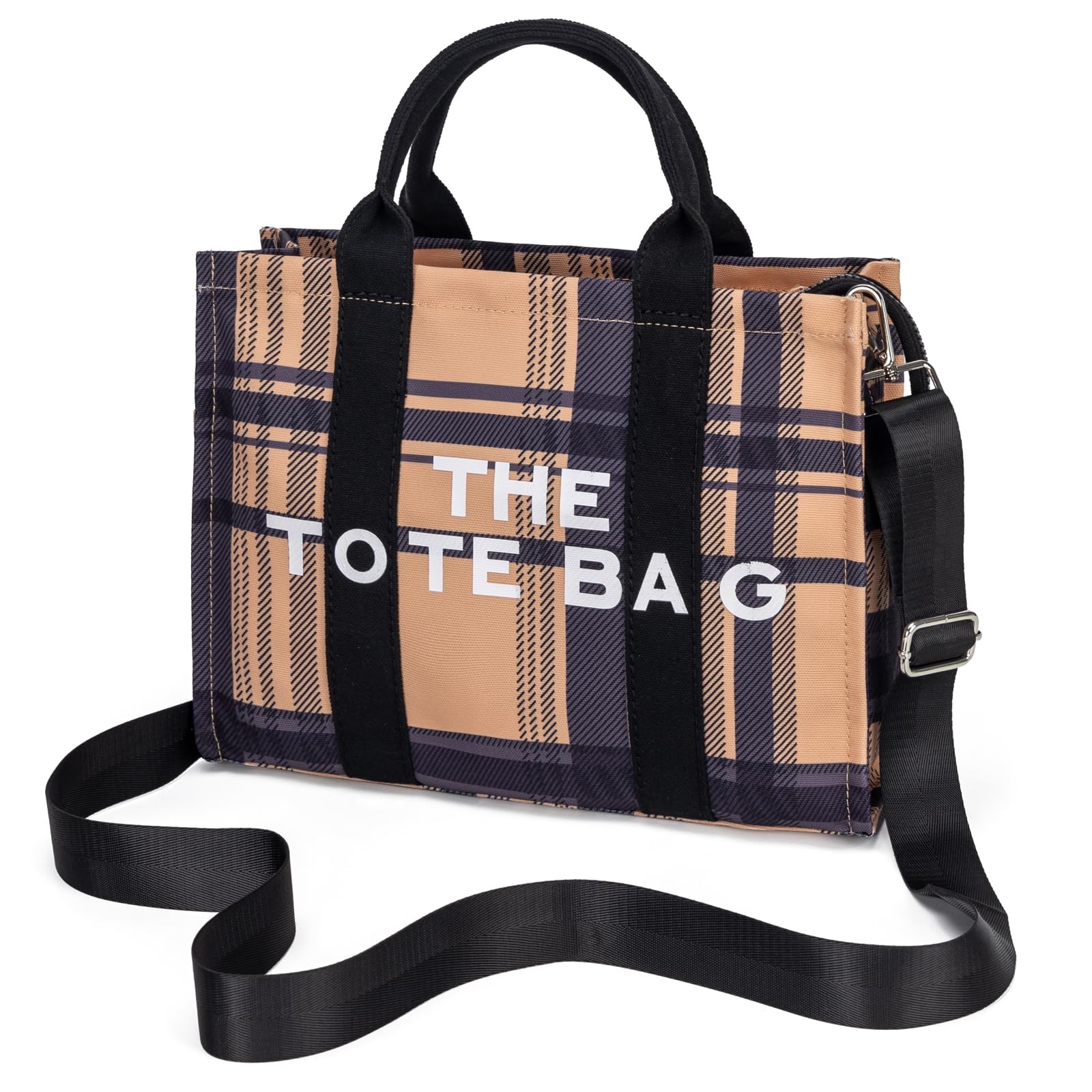 GreenTaya Canvas Tote Bag with Zipper - Women's Shoulder Bag for Travel & Work