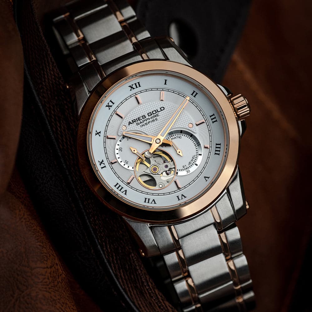 **Aries Gold Automatic Infinum Forza Silver Stainless Steel Men's Watch - G 9001 2TRG - Luxury Dress & Casual Timepiece for Business & Everyday Wear**