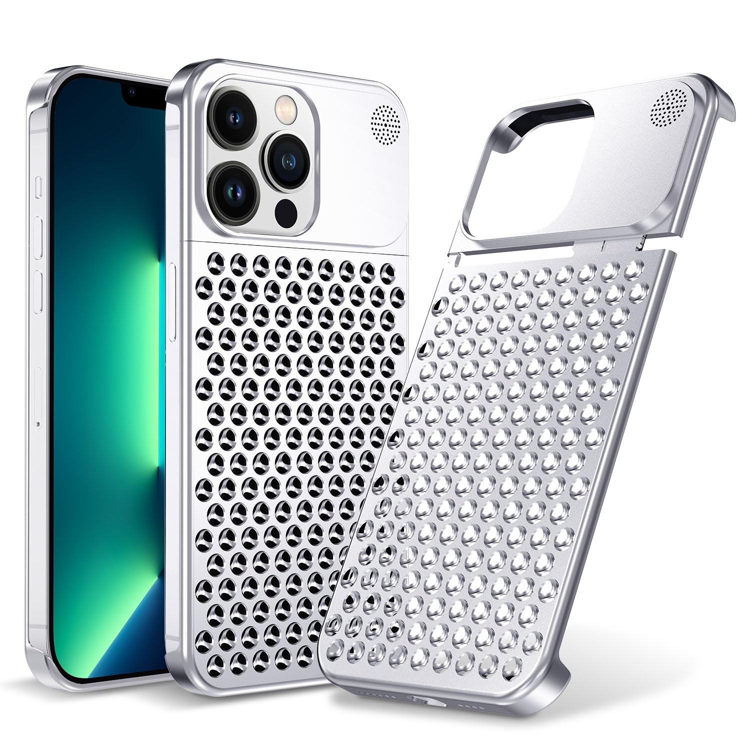 Premium Aluminum Case for iPhone 13 Pro Max (6.7 Inch) - Slim Metal Protective Cover with Anti-Fall, Heat Dissipation & Anti-Scratch Technology - Silver - Perfect for Daily Use, Outdoor Activities & Business Professionals