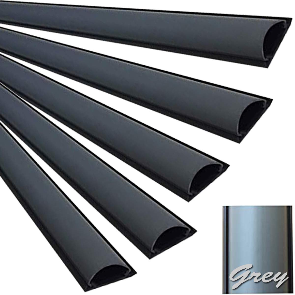 ChordSavers Small Floor Cord Cover - 36 Inch (3 Feet) Cable Protector - Gray - 5 Pack - Ideal for Home, Office & Event Safety