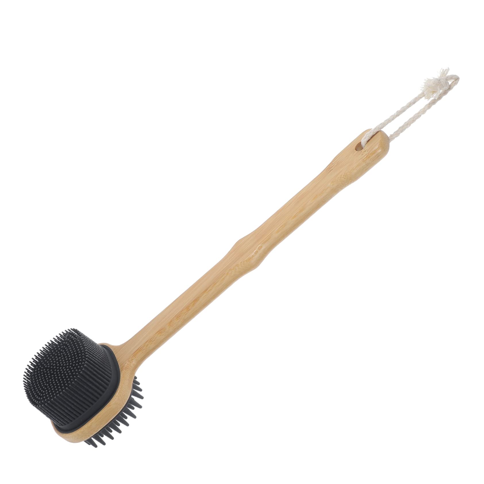 DOITOOL 2-Pack Bamboo Handle Body Scrubber - Exfoliating Shower Brush with Silicone Bristles & Wooden Handle for Deep Cleansing - Perfect for Back Scrubbing, Dry Brushing & Spa Treatments