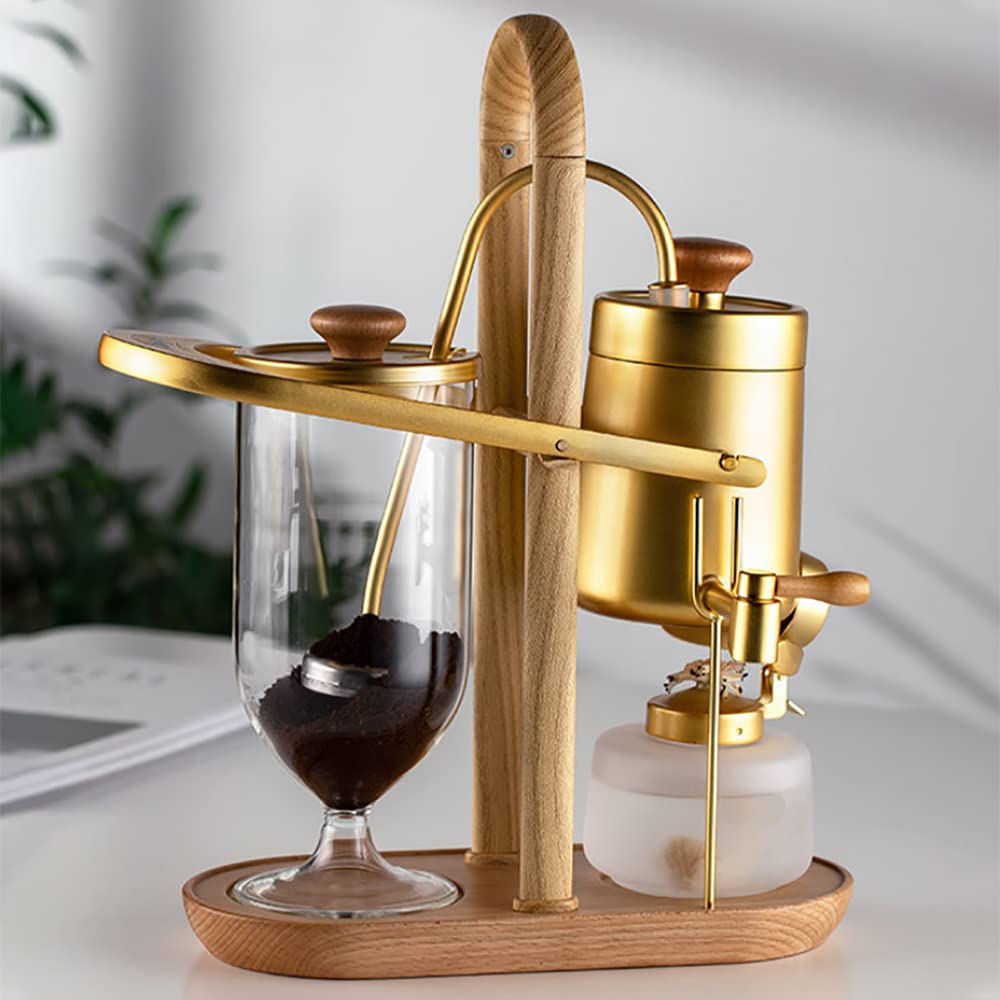 Premium Belgium Balance Siphon Coffee Maker - Luxury Royal Syphon Coffee Machine for Home & Office, Cold Brew Maker, Perfect Gift for Coffee Lovers (Gold) | Ideal for Pour Over Coffee, Specialty Brewing & Elegant Entertaining