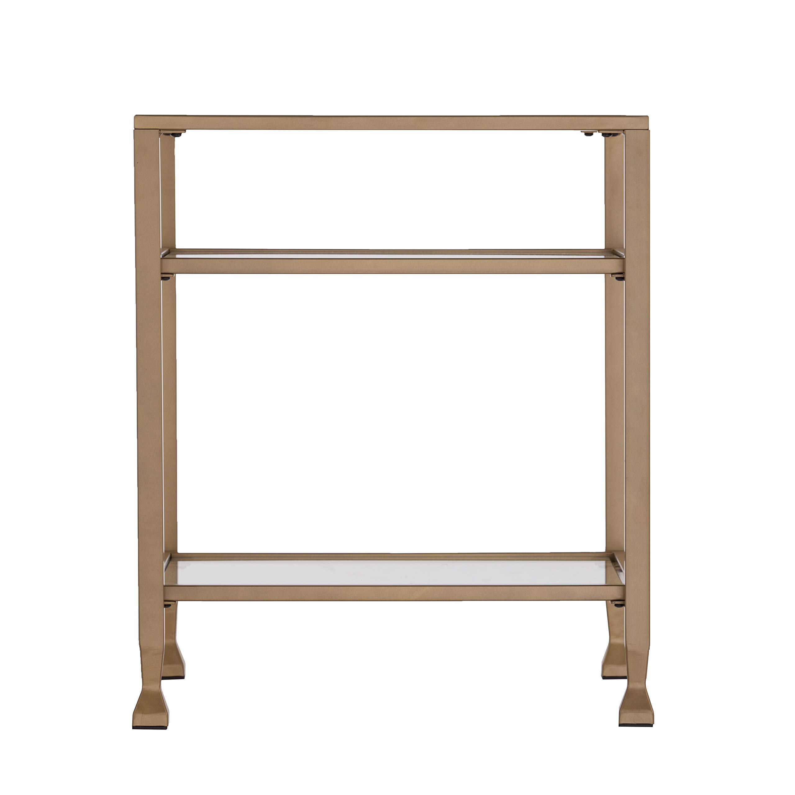 SEI Furniture Jaymes Metal & Glass 3-Tier End Table - Soft Gold Finish, Modern Side Table for Living Room, Bedroom & Office Decor