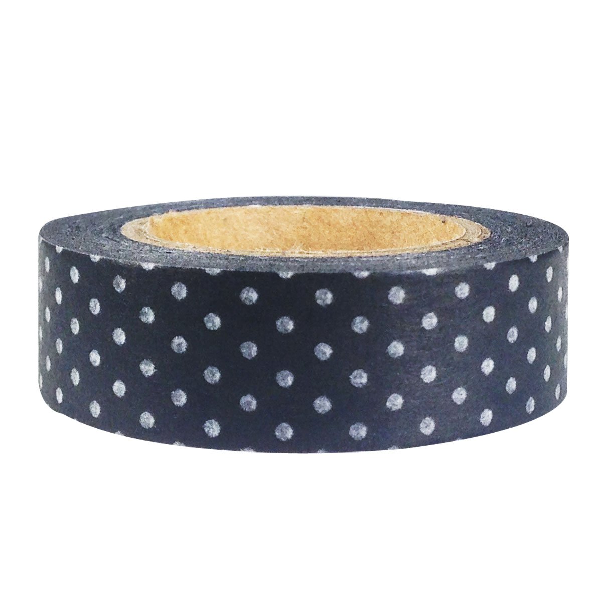 Wrapables Japanese Washi Masking Tape with Black Dots - Decorative Paper Tape for Scrapbooking, Journaling, Gift Wrapping & DIY Crafts