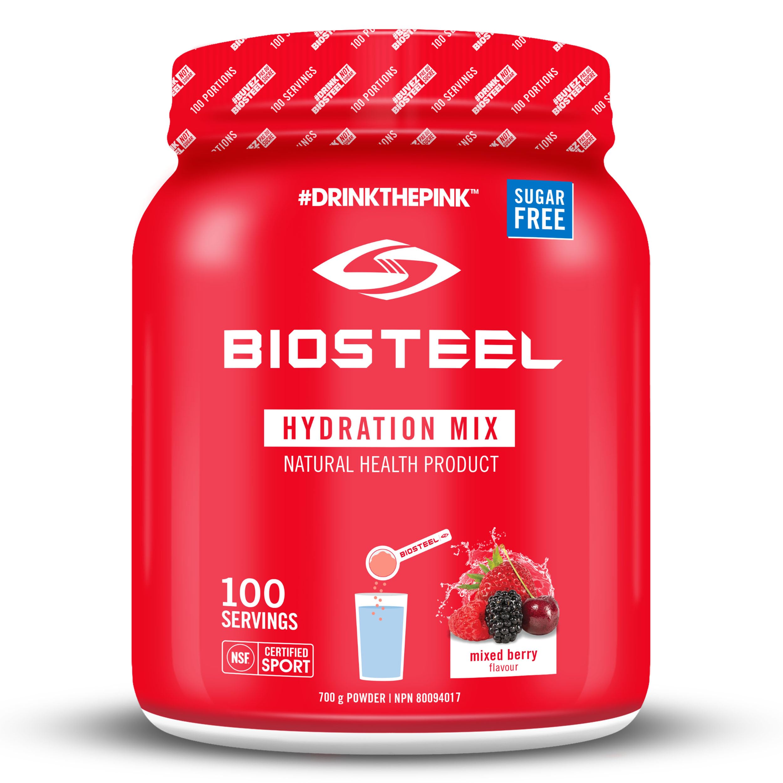 BioSteel Zero Sugar Hydration Mix - Mixed Berry Flavor with 5 Essential Electrolytes | 100 Servings per Tub | Great for Workouts, Sports & Daily Hydration | Sugar-Free & Keto-Friendly Electrolyte Drink Powder