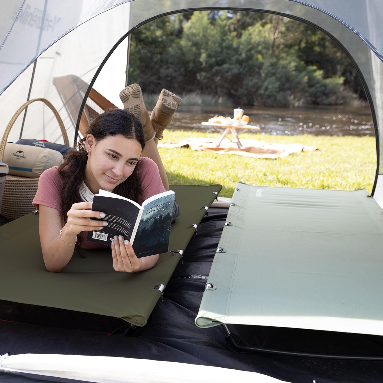 Naturehike Ultralight Folding Camping Cot Bed - Portable Compact Sleeping Cot for Adults, Supports 330 lbs - Perfect for Camping, Hiking, Backpacking & Outdoor Adventures