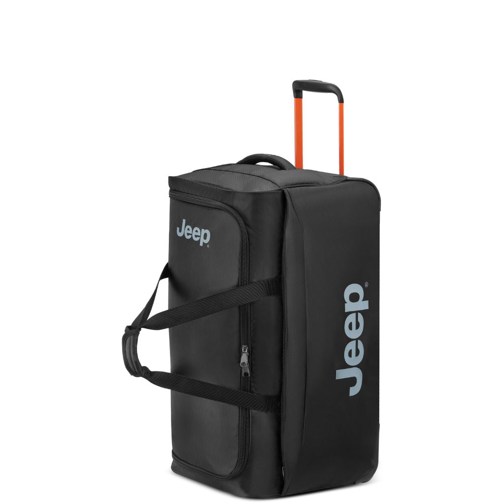 Jeep 73cm Duel Wheel Lightweight Medium Duffle Bag - Black | Water-Resistant Travel & Gym Bag for Men & Women | Perfect for Camping, Sports & Weekend Getaways