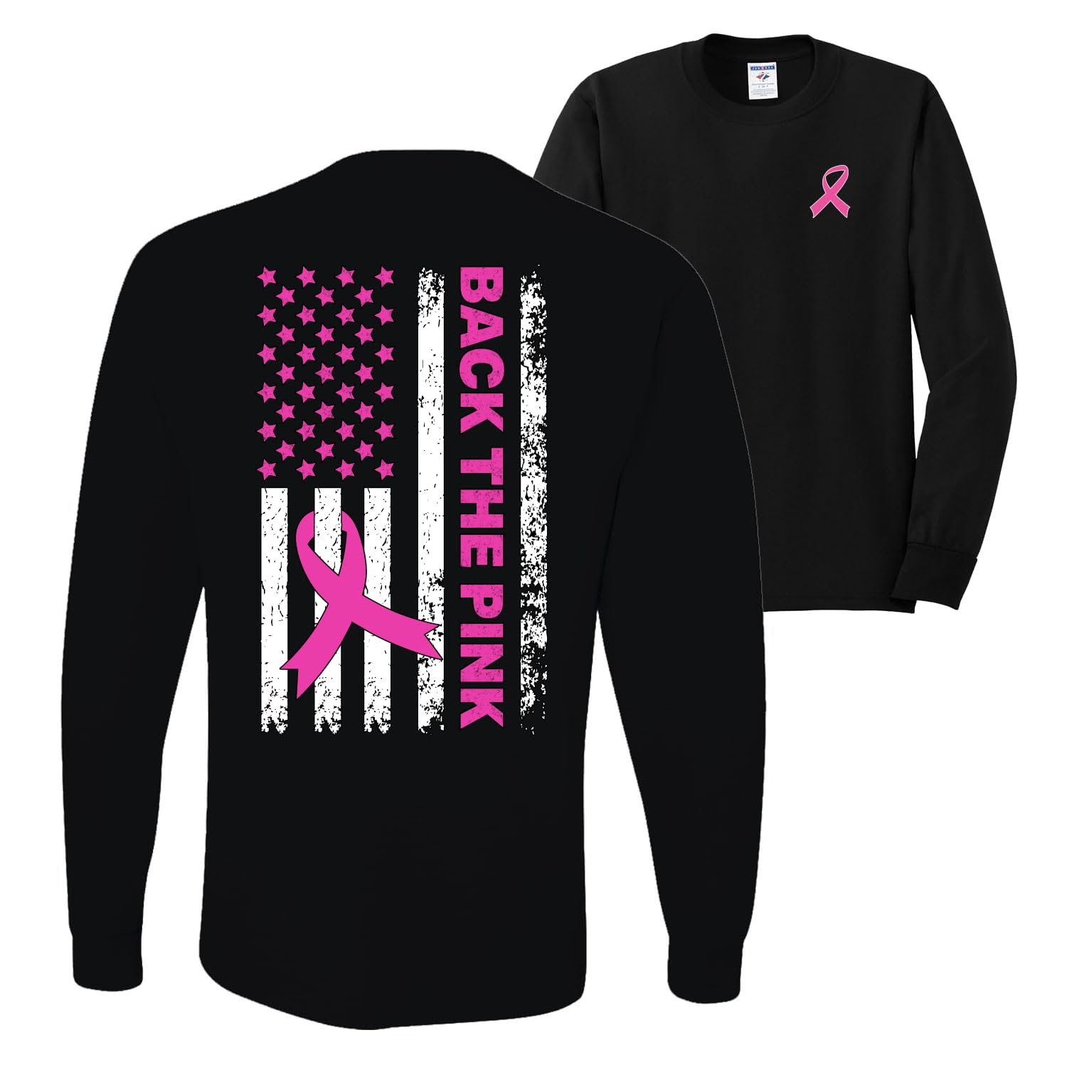 Wild Bobby Breast Cancer Awareness Pink Ribbon Sunflower Long Sleeve Shirt for Men - Support Cancer Fighters with Faith-Inspired Design (Perfect for Charity Walks, Fundraisers & Awareness Events)