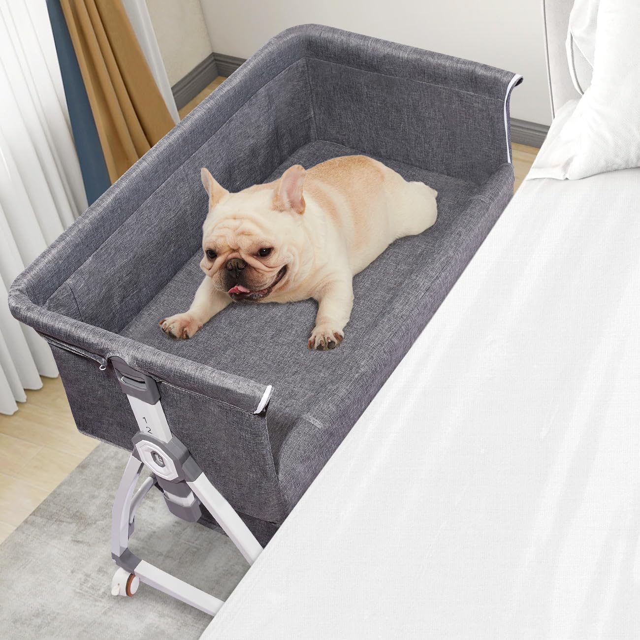 Raised Dog Bunk Bed - Pet Bed Attachment for Human Bed | Bedside Sleeper for Dogs & Pets
