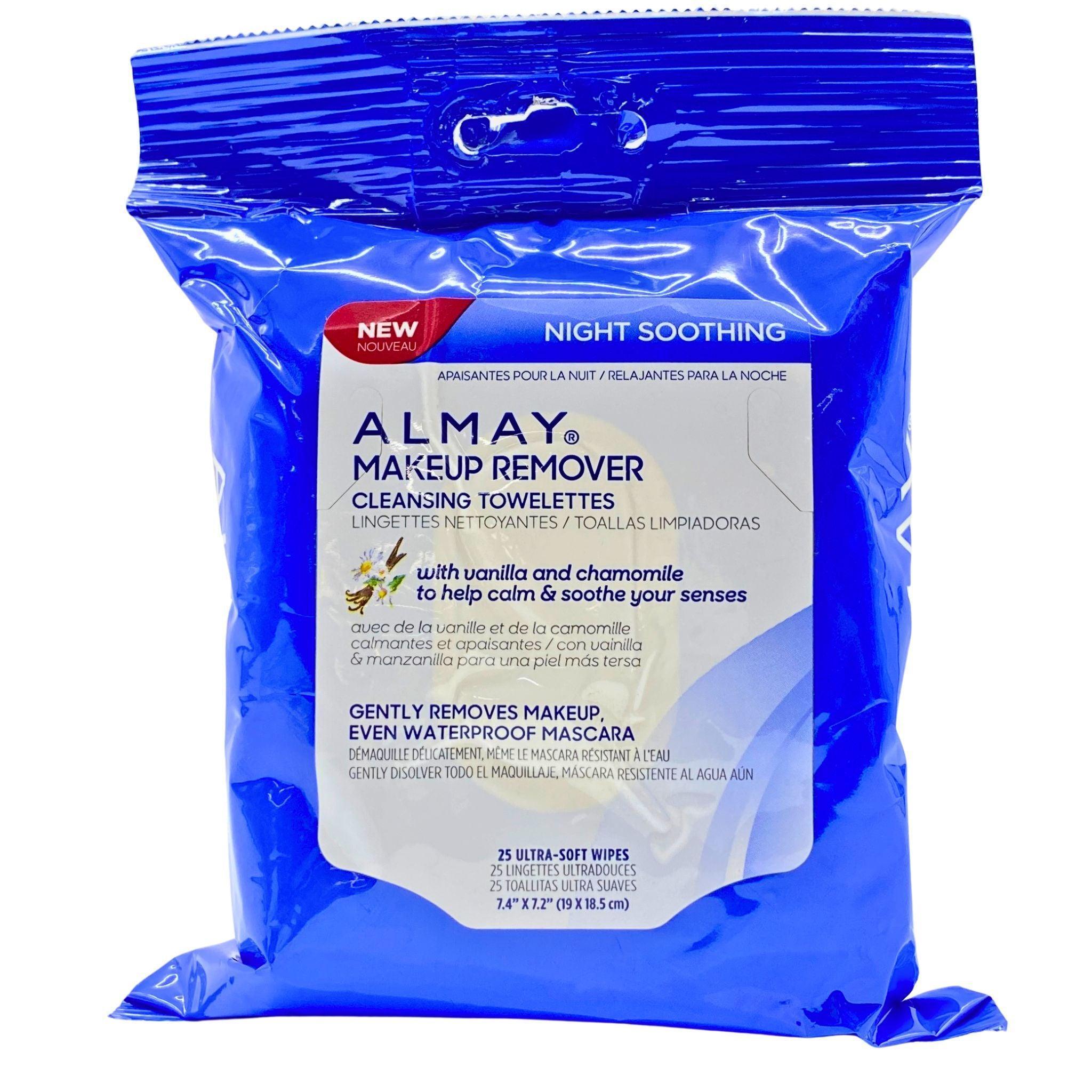 Almay Makeup Remover Cleansing Towelettes - 48 Count, Gentle & Hypoallergenic Facial Wipes for Sensitive Skin | Perfect for Travel, Gym & Daily Makeup Removal