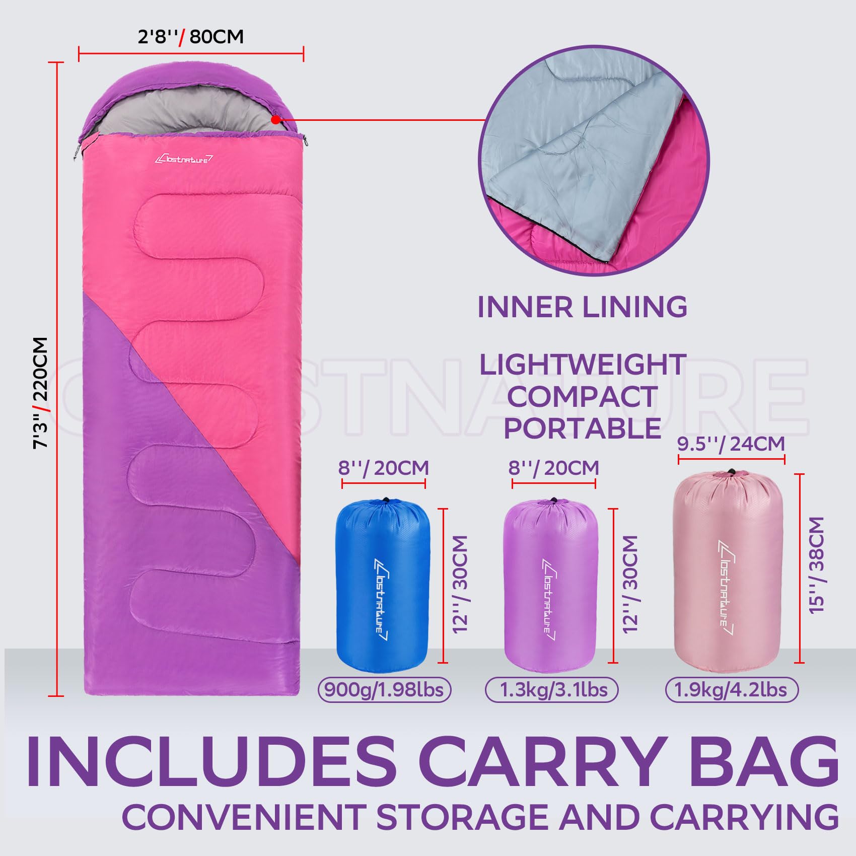 Clostnature Lightweight Sleeping Bag for Adults & Kids - Ultralight Camping & Backpacking Sleeping Bag for Cold Weather - Left Zipper Design with Compression Sack - Perfect for Hiking, Camping, and Outdoor Adventures